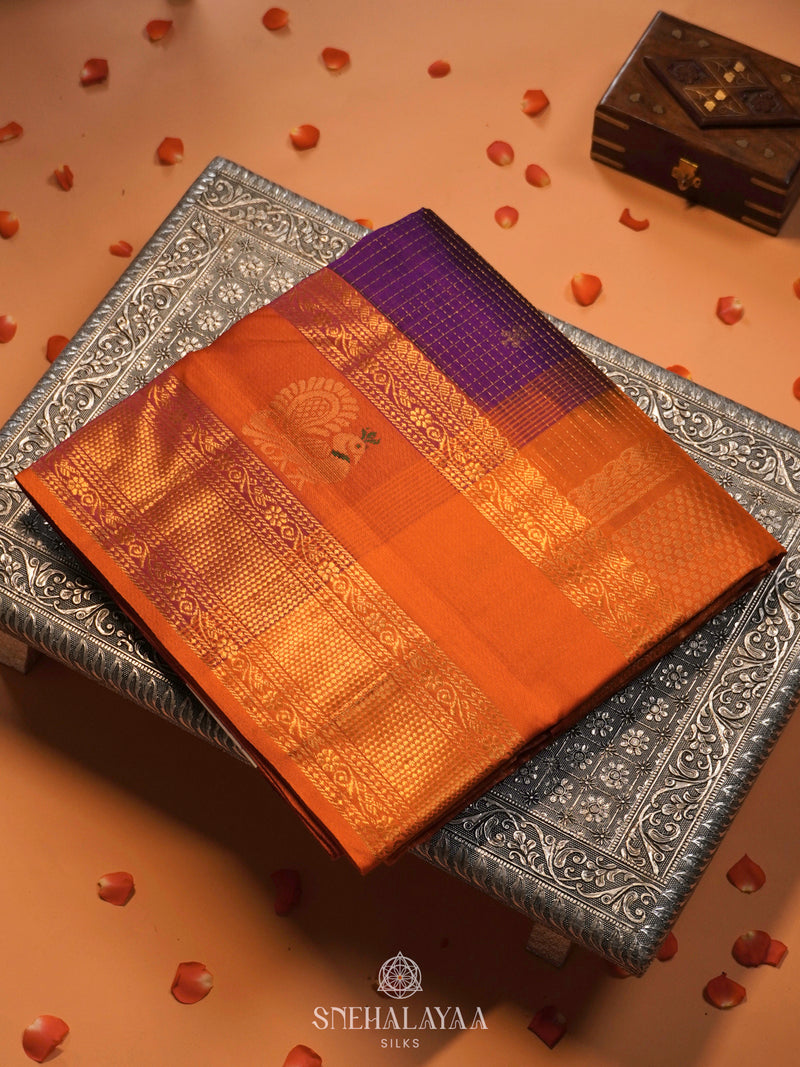 Purple Kanchi Silk Cotton Saree