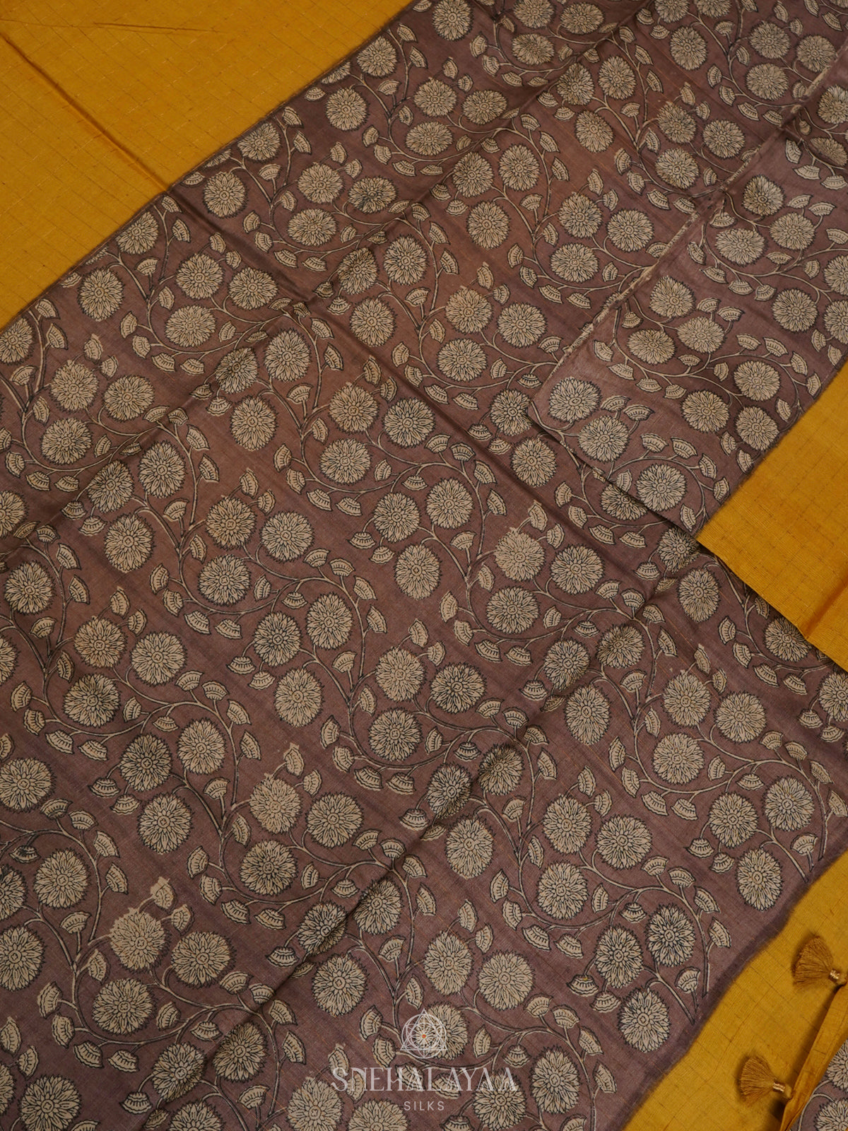 Yellow Tussar Saree