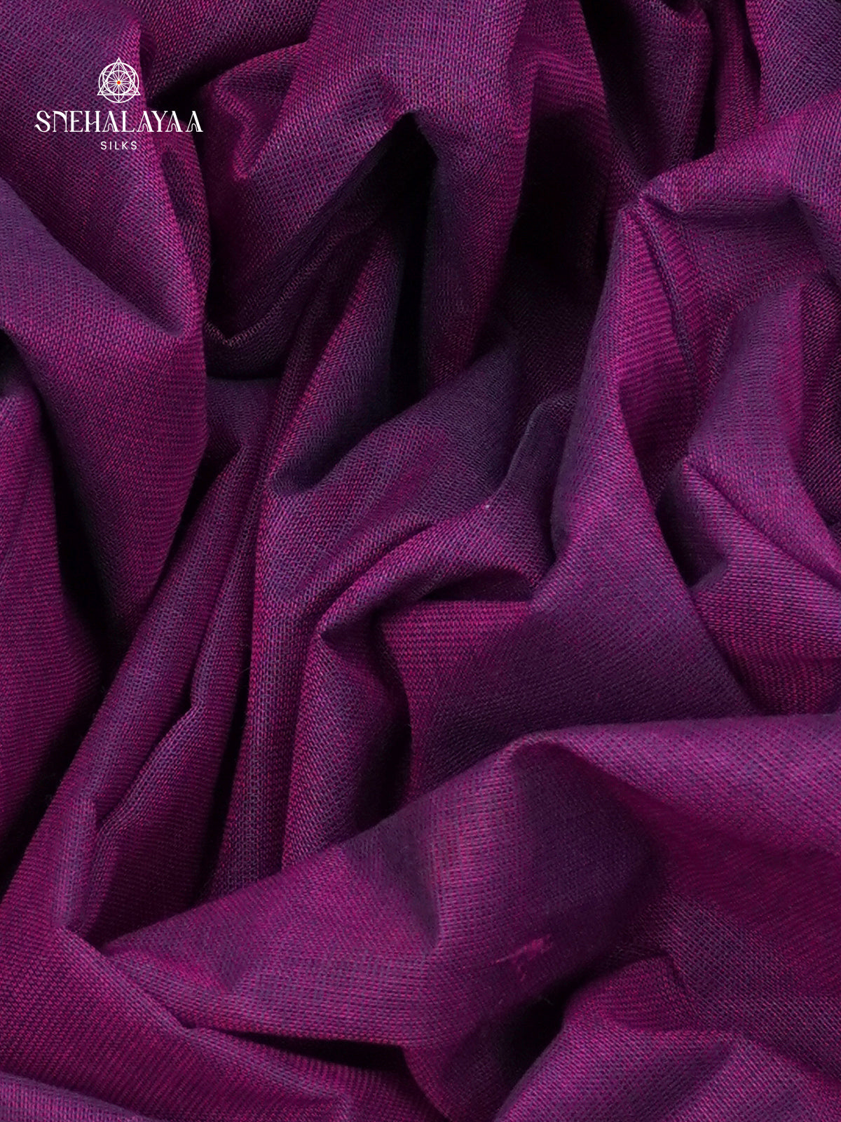 Deep Purple Kanchi Cotton Saree with Traditional Zari Border