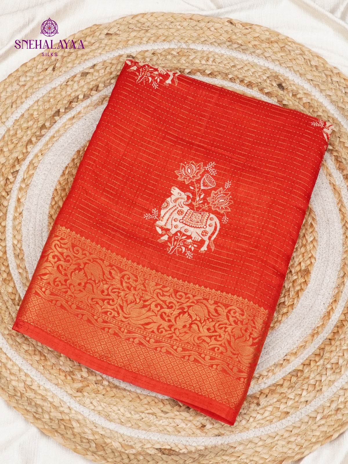 Orange Dola Silk Saree