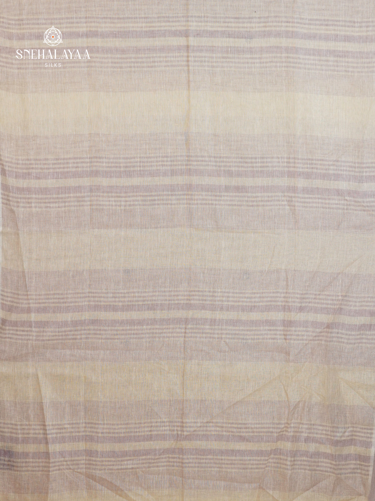 Off-White Linen Saree with Subtle Grey Stripes