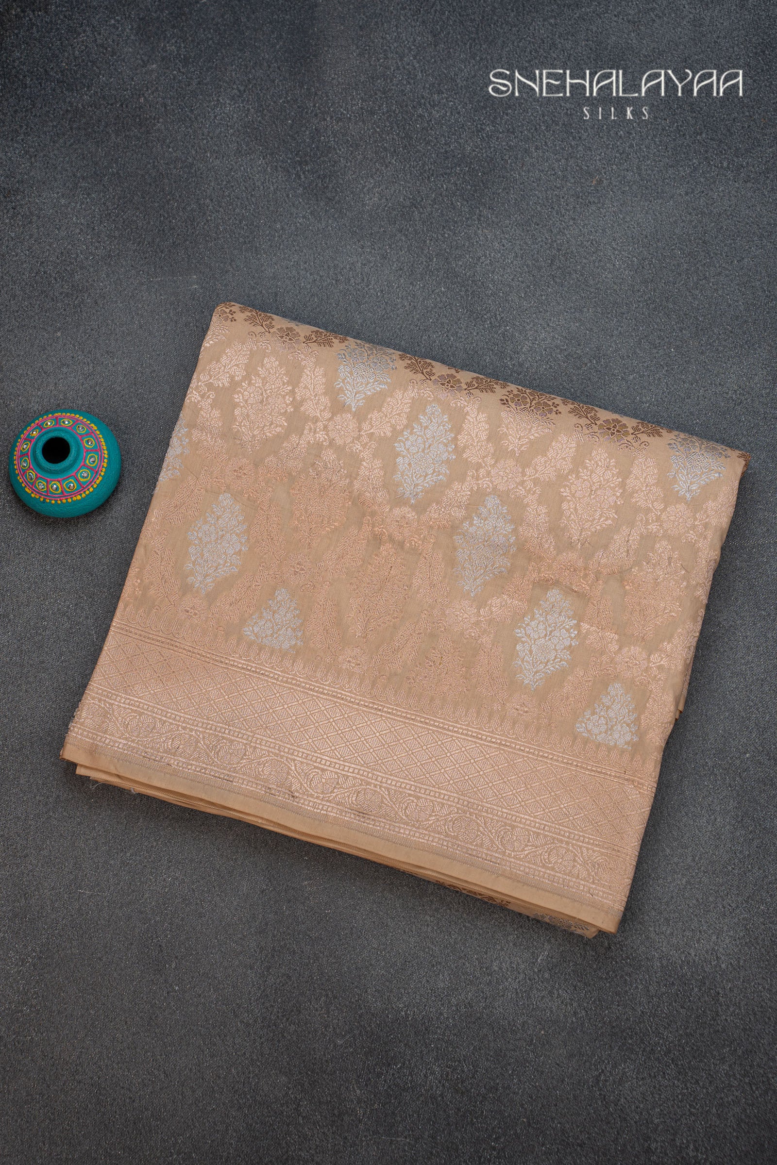 Cantaloupe Orange Banaras Silk Saree