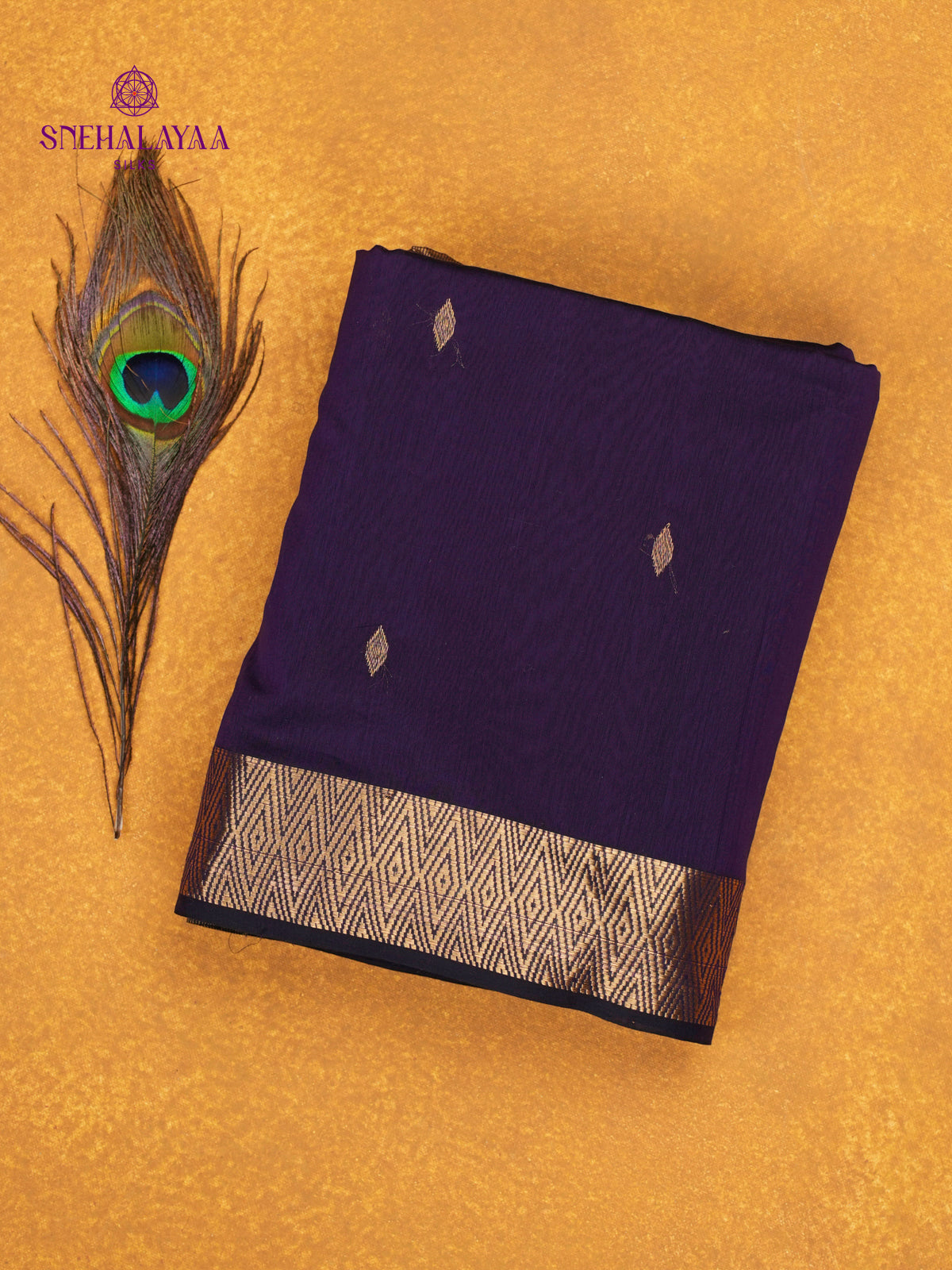 Navy Blue Maheshwari Silk Cotton Saree