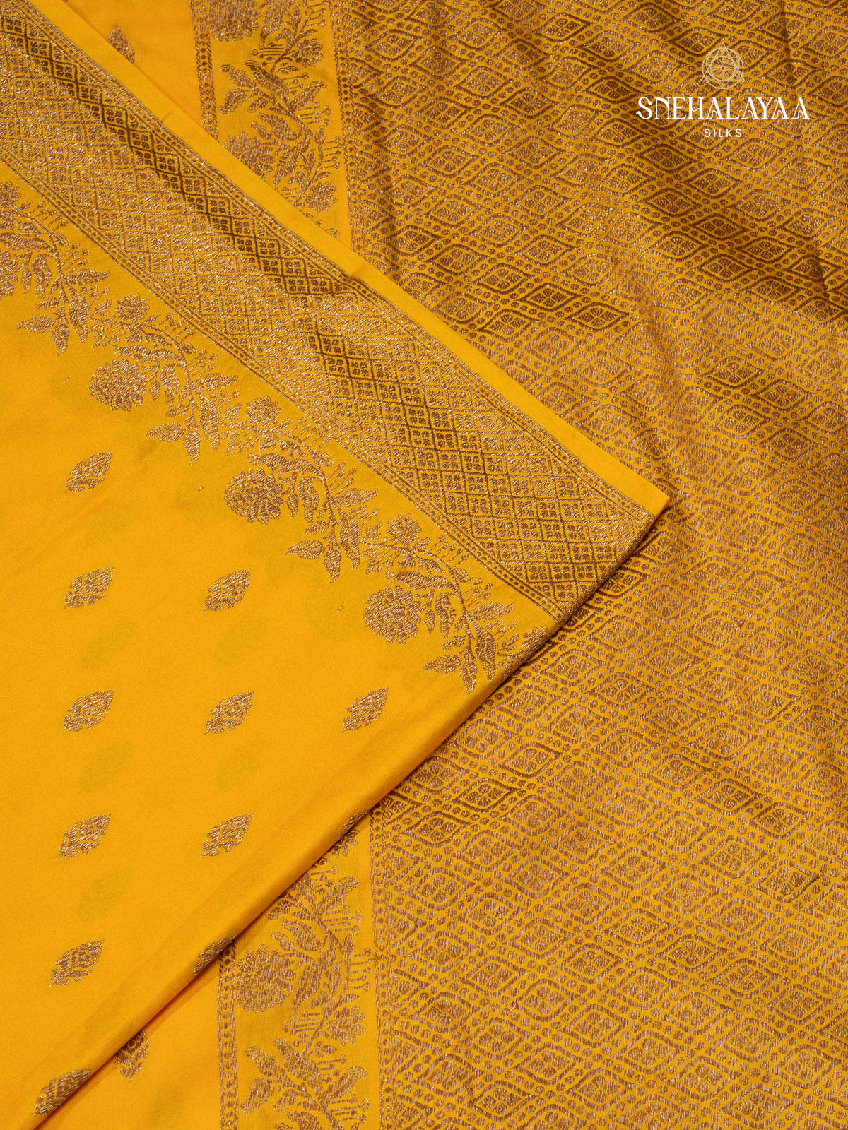 Yellow Satin Banaras Saree
