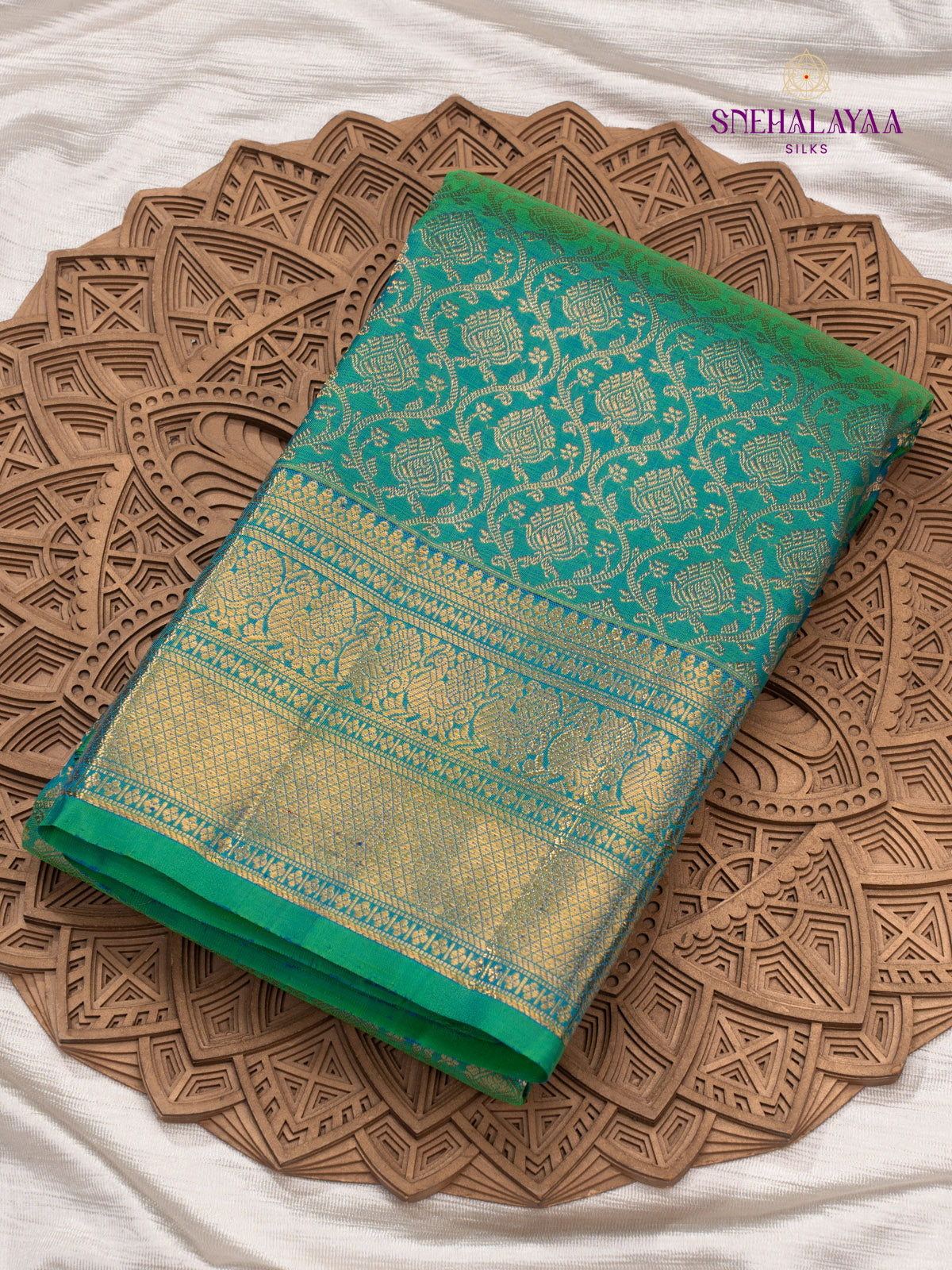 Teal Green Kanjivaram Silk Saree