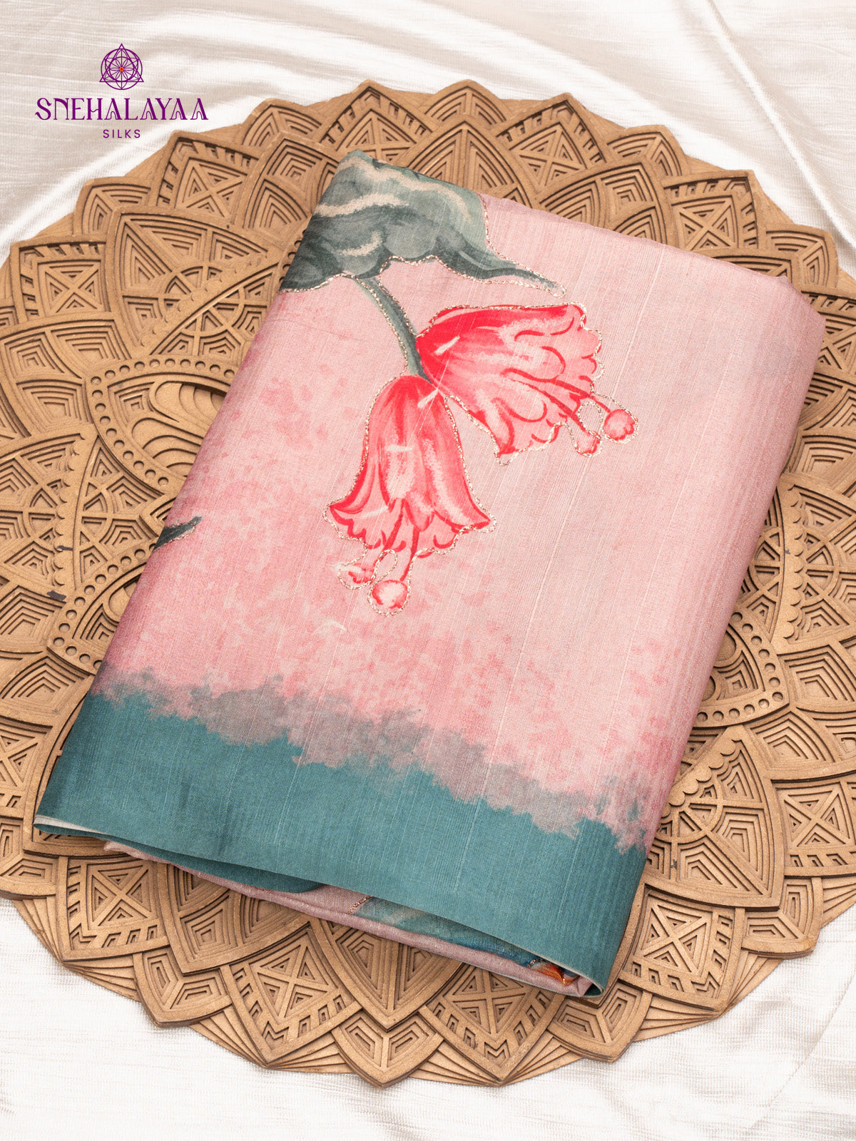 Pale Pink Tussar Saree