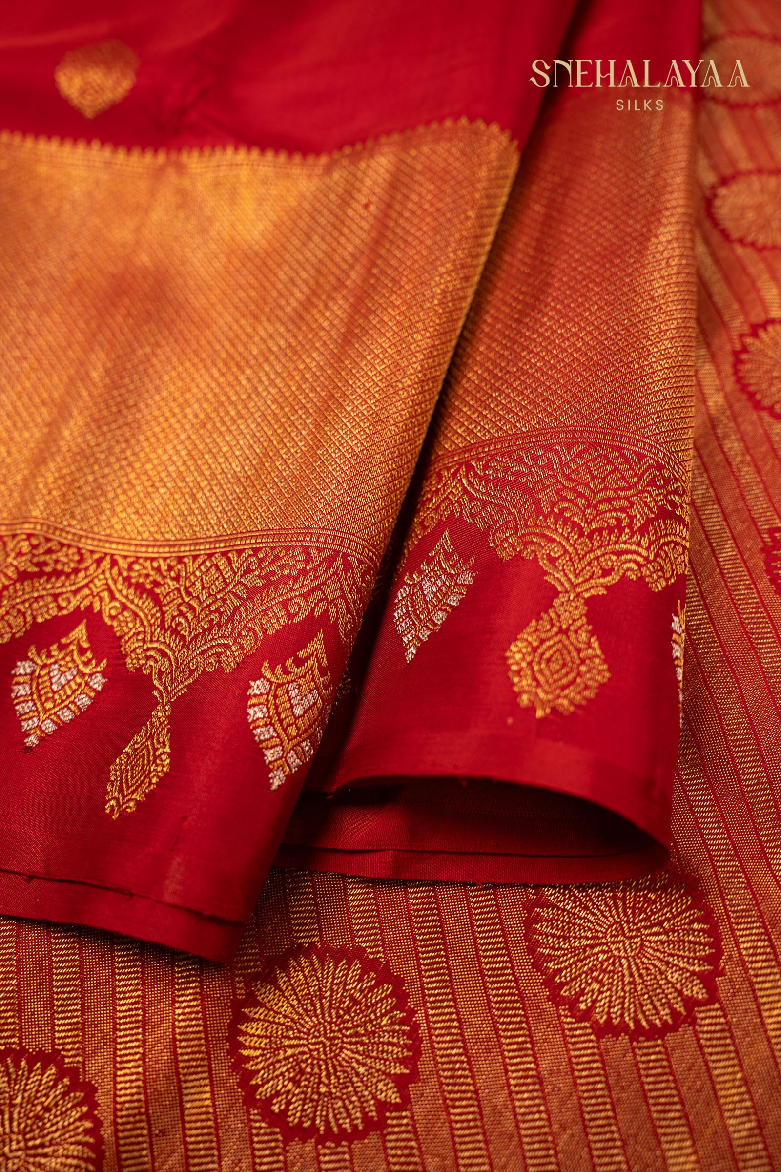 Rose Red Kancheevaram Silk Saree