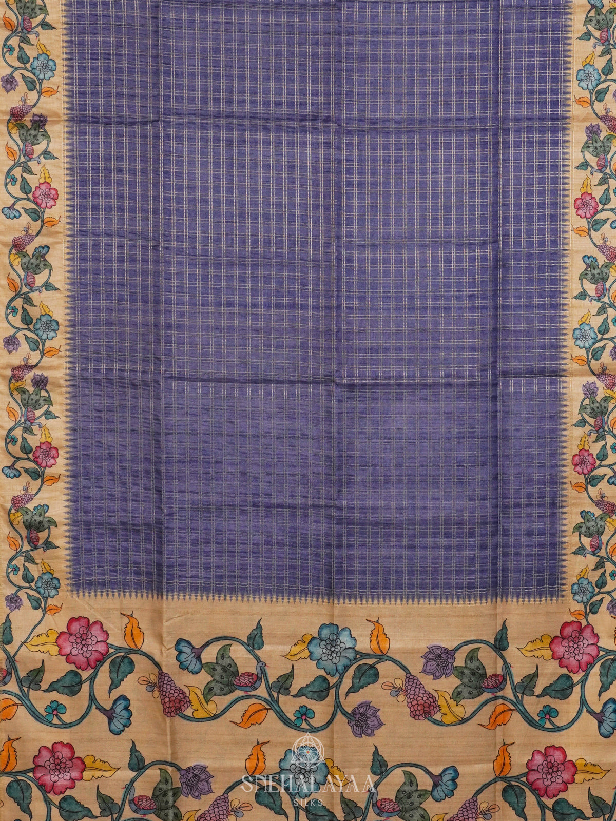 Blue Tussar Saree