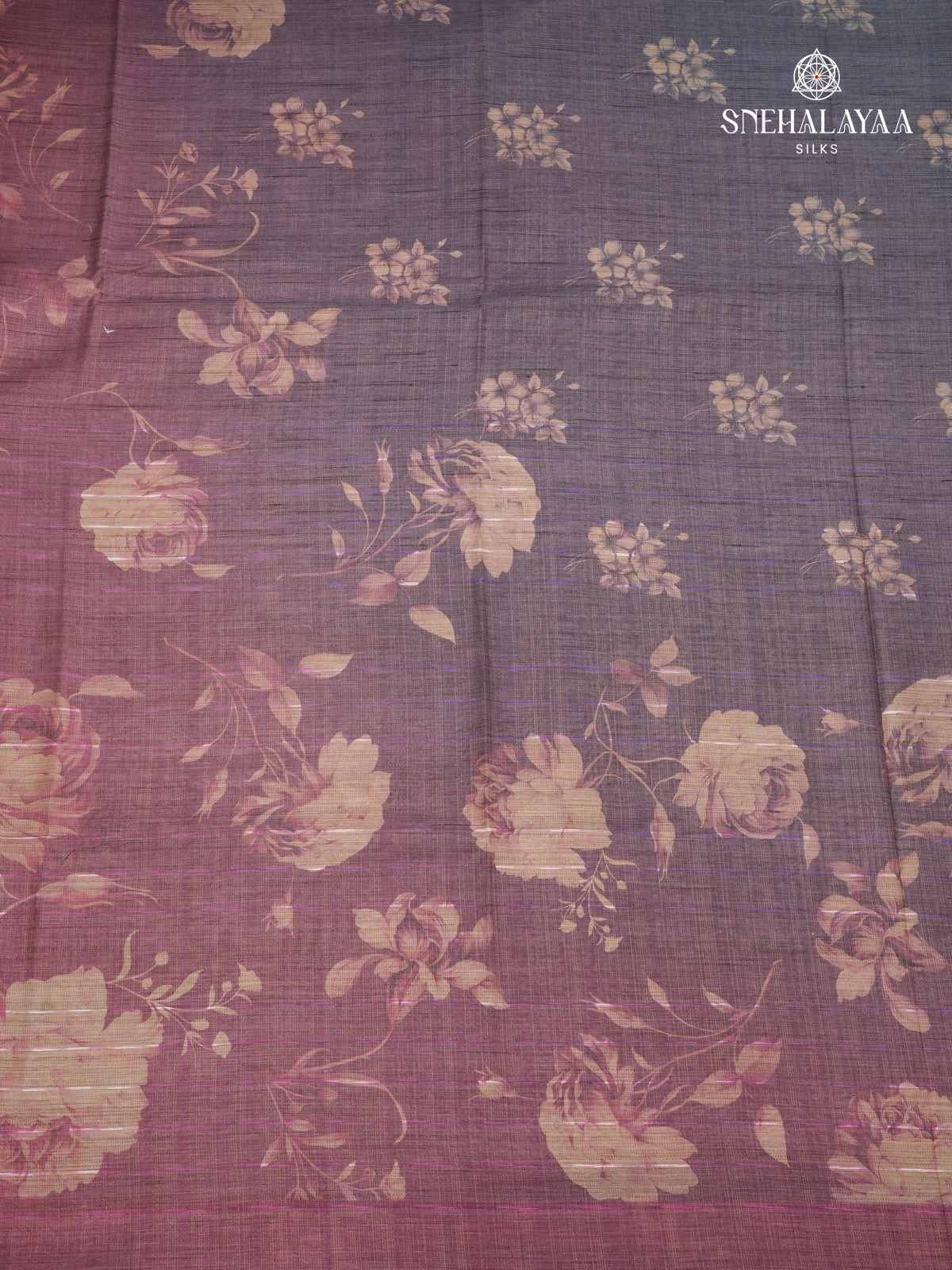 Grey Foral Printed Tussar Saree