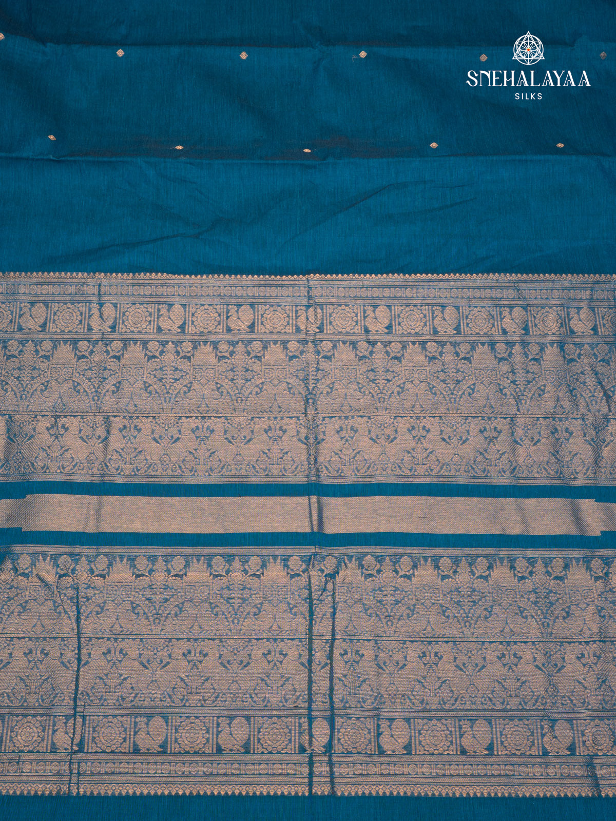 Teal Blue Pure Kanchi Cotton Saree