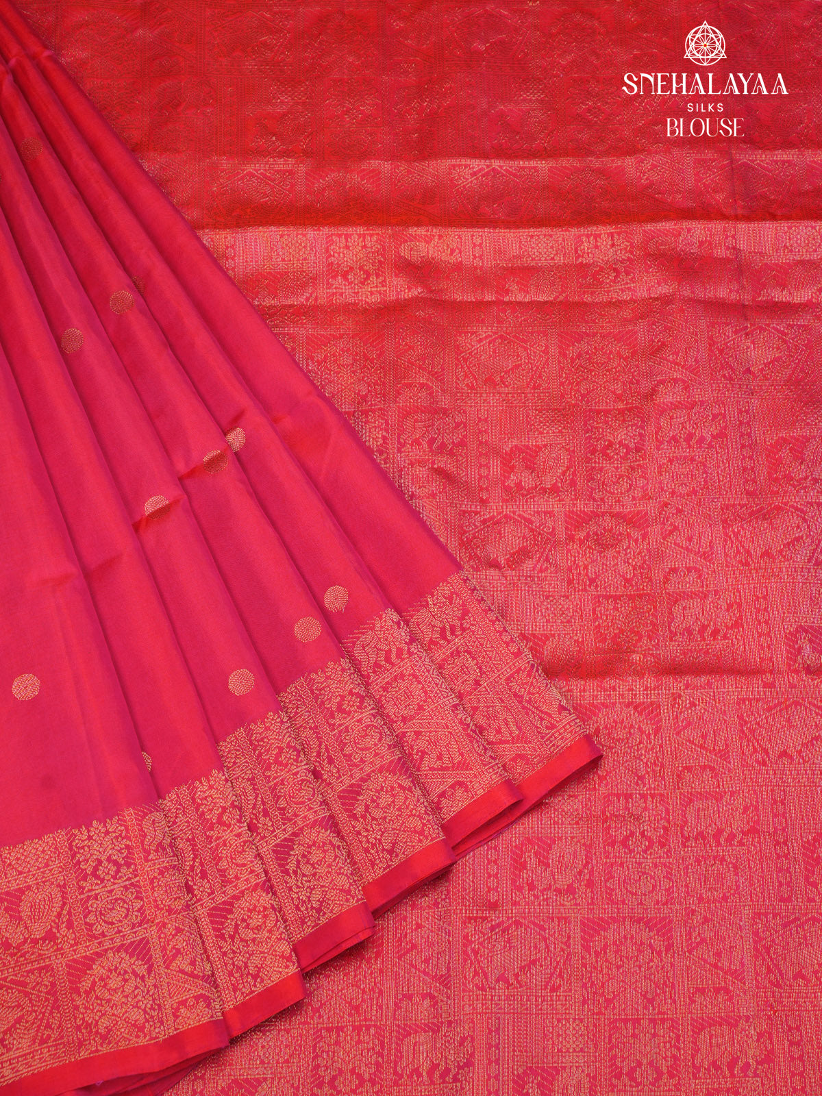 Rani Pink Kanjivaram Soft Silk Saree