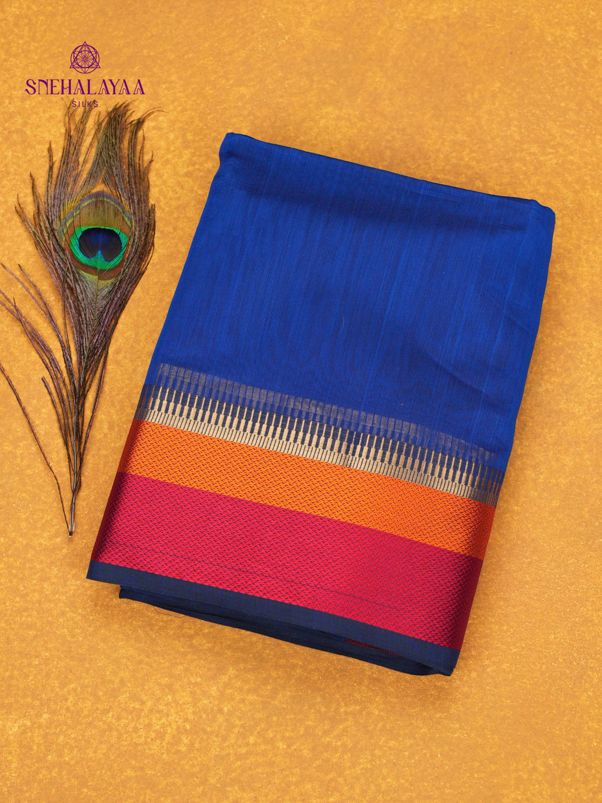 Royal Blue Maheshwari Silk Cotton Saree