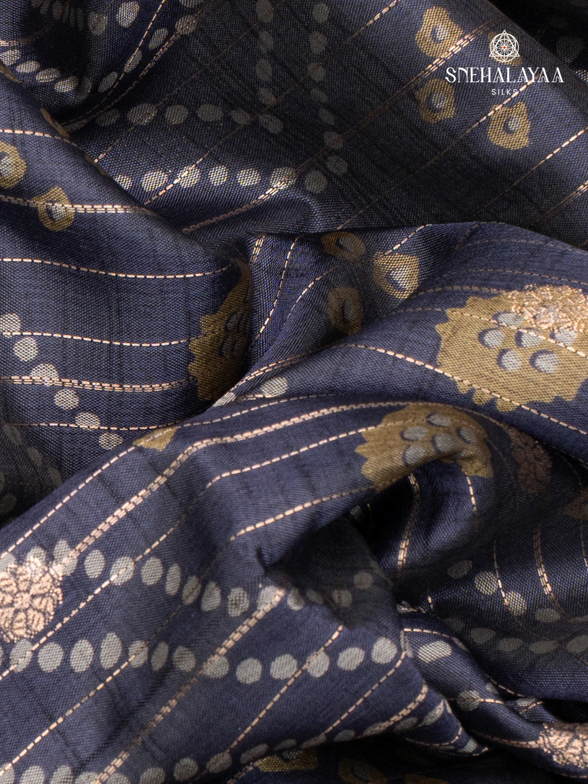 Navy Blue Dola Silk Saree
