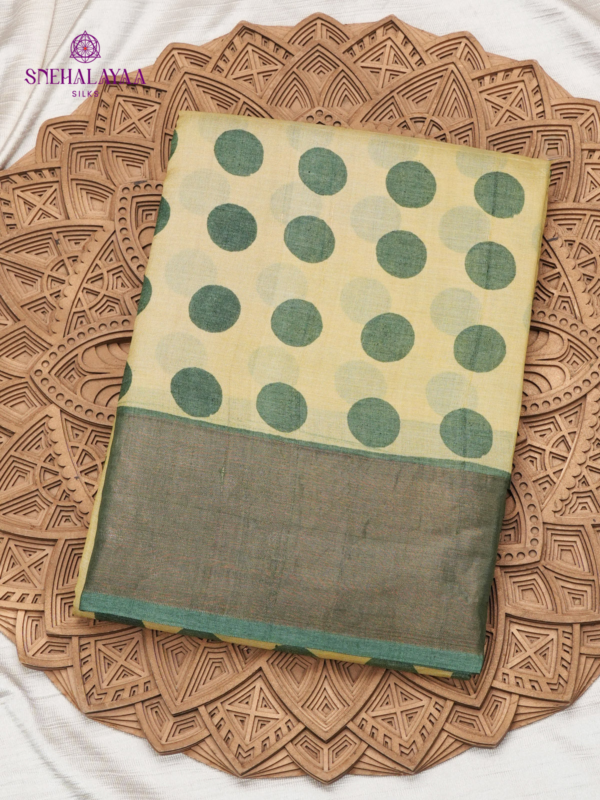 Mustard Yellow Tussar Silk Saree