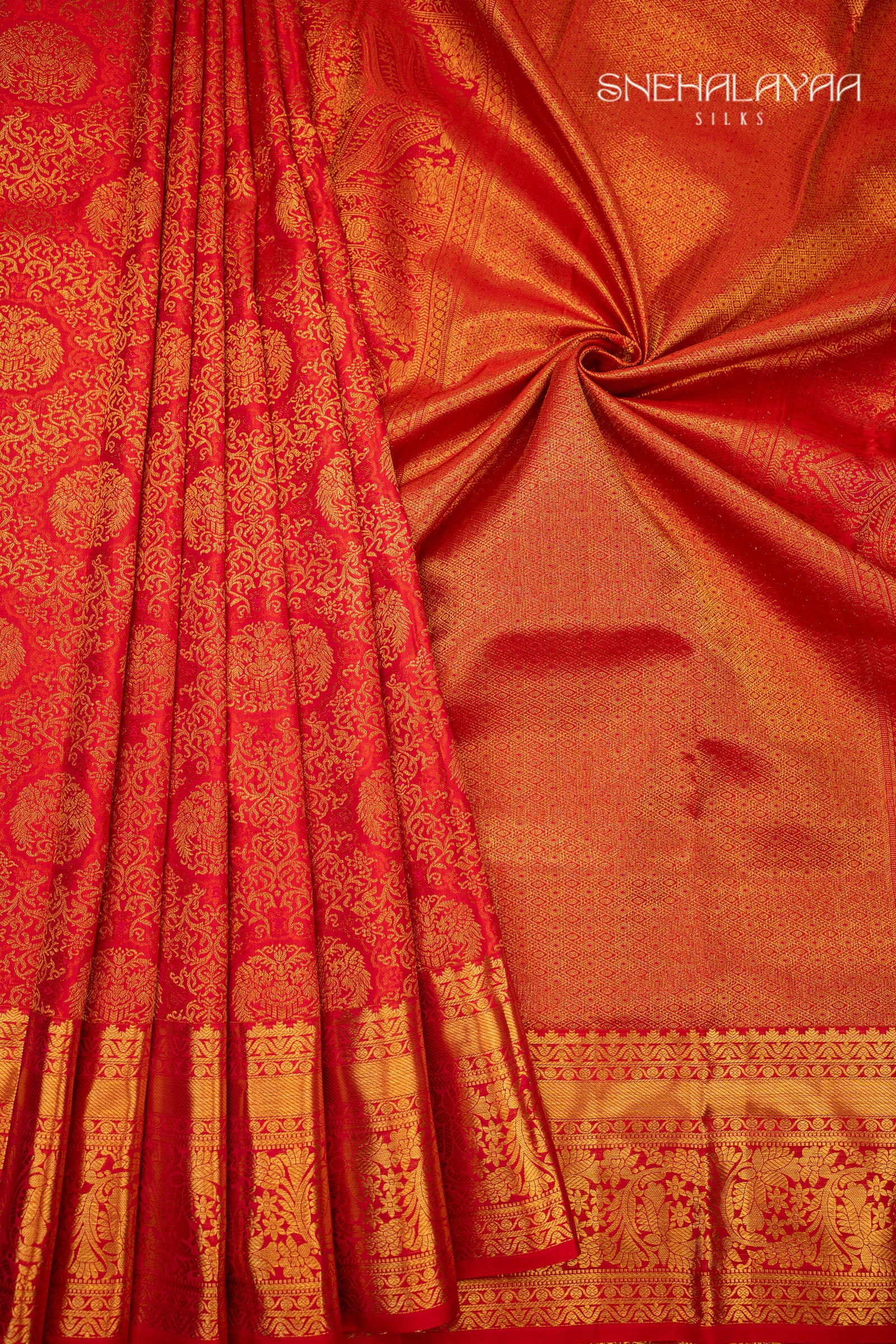 Scarlet Red Kancheevaram Silk Saree