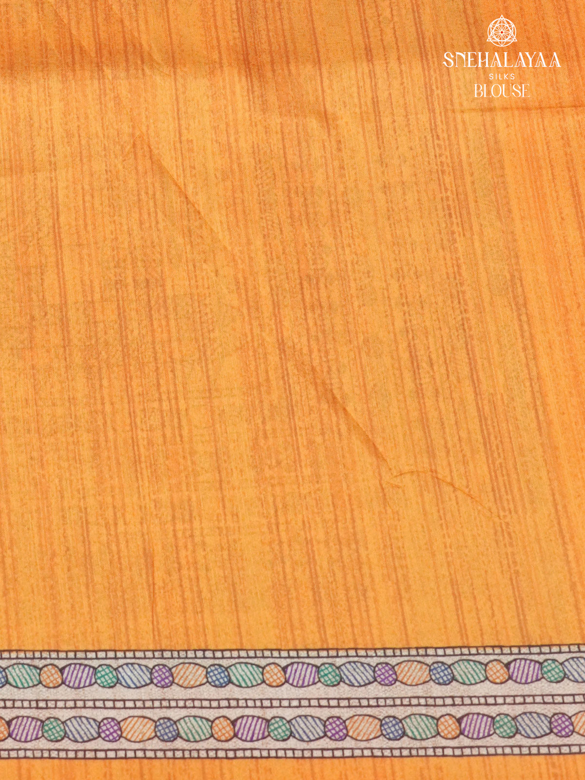 Beige With Yellow Border Madhubani Saree