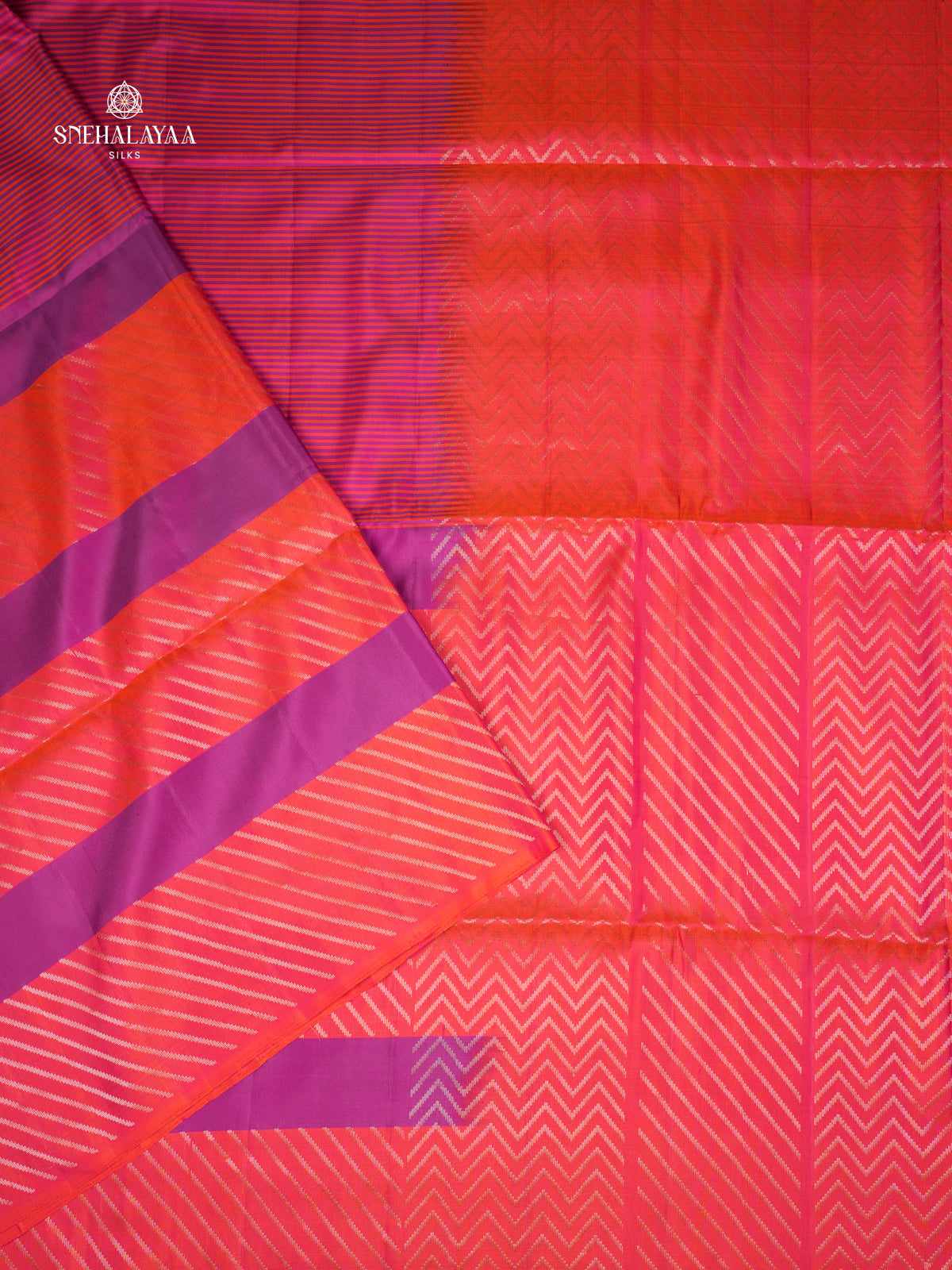Orange Borderless Kanjivaram Soft Silk Saree