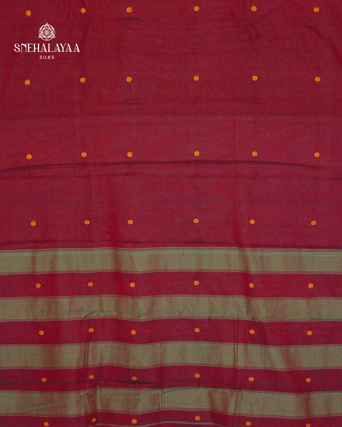 Maroon Narayanpet Cotton Saree without Blouse