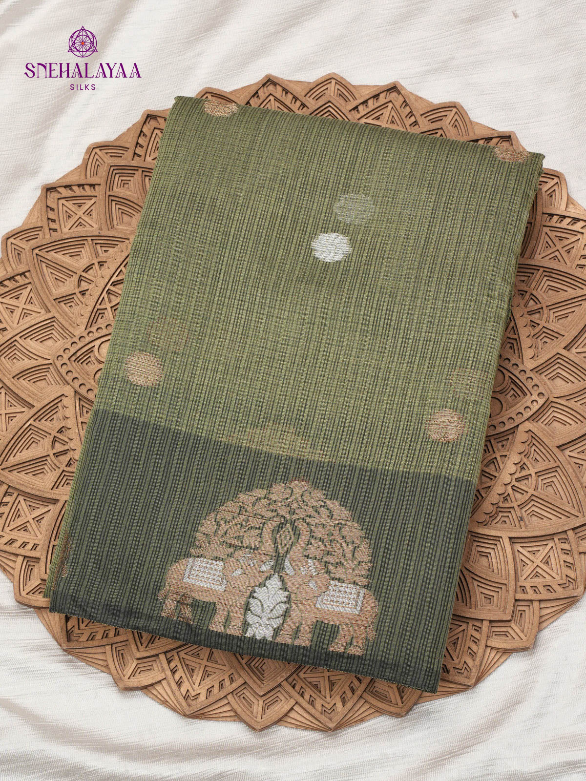 Olive Green Kota Saree