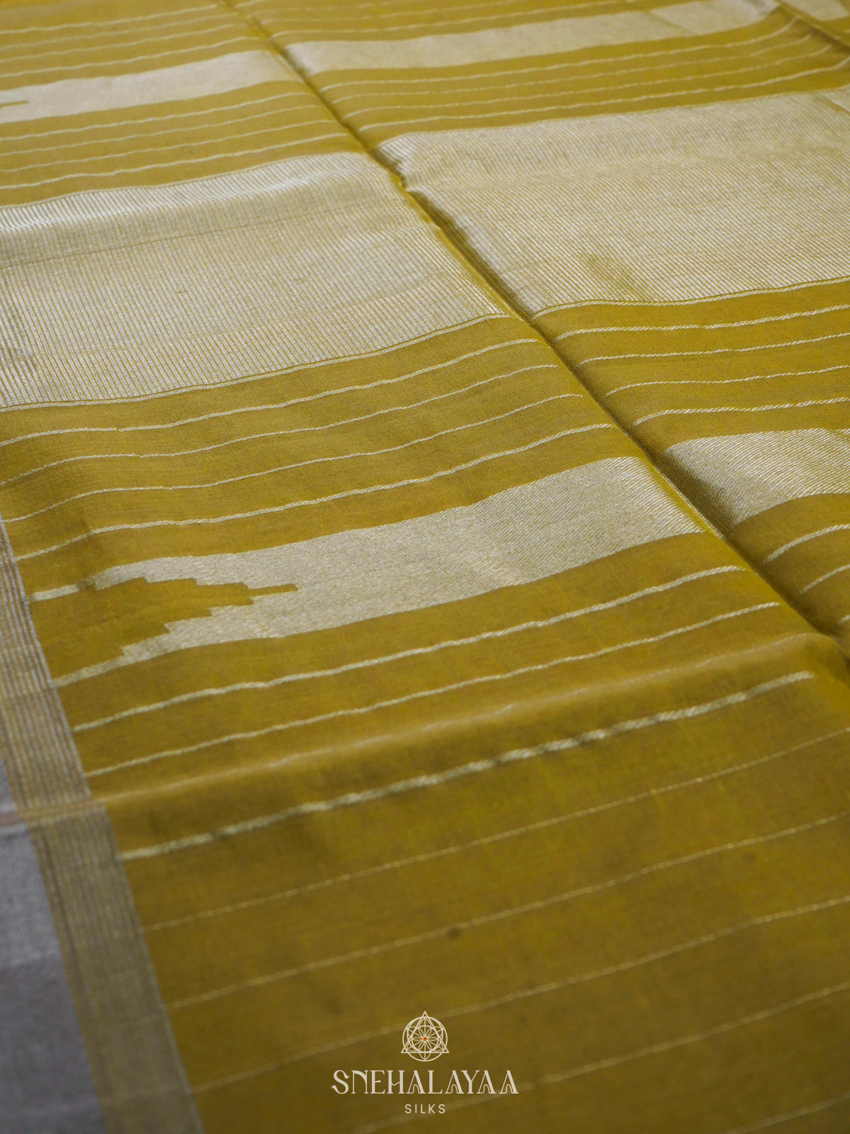 Olive Green Kora Silk Cotton Saree