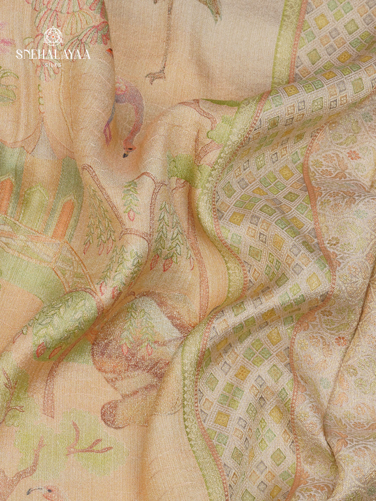 Cream Tissue Tussar Saree