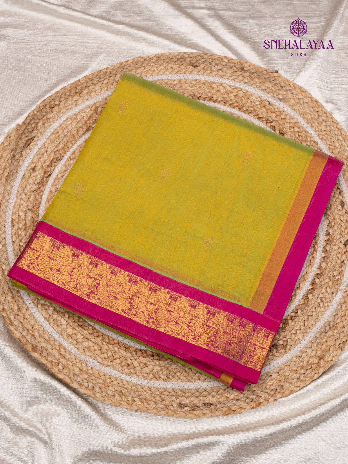 Olive Green Kanchi Silk Cotton Saree