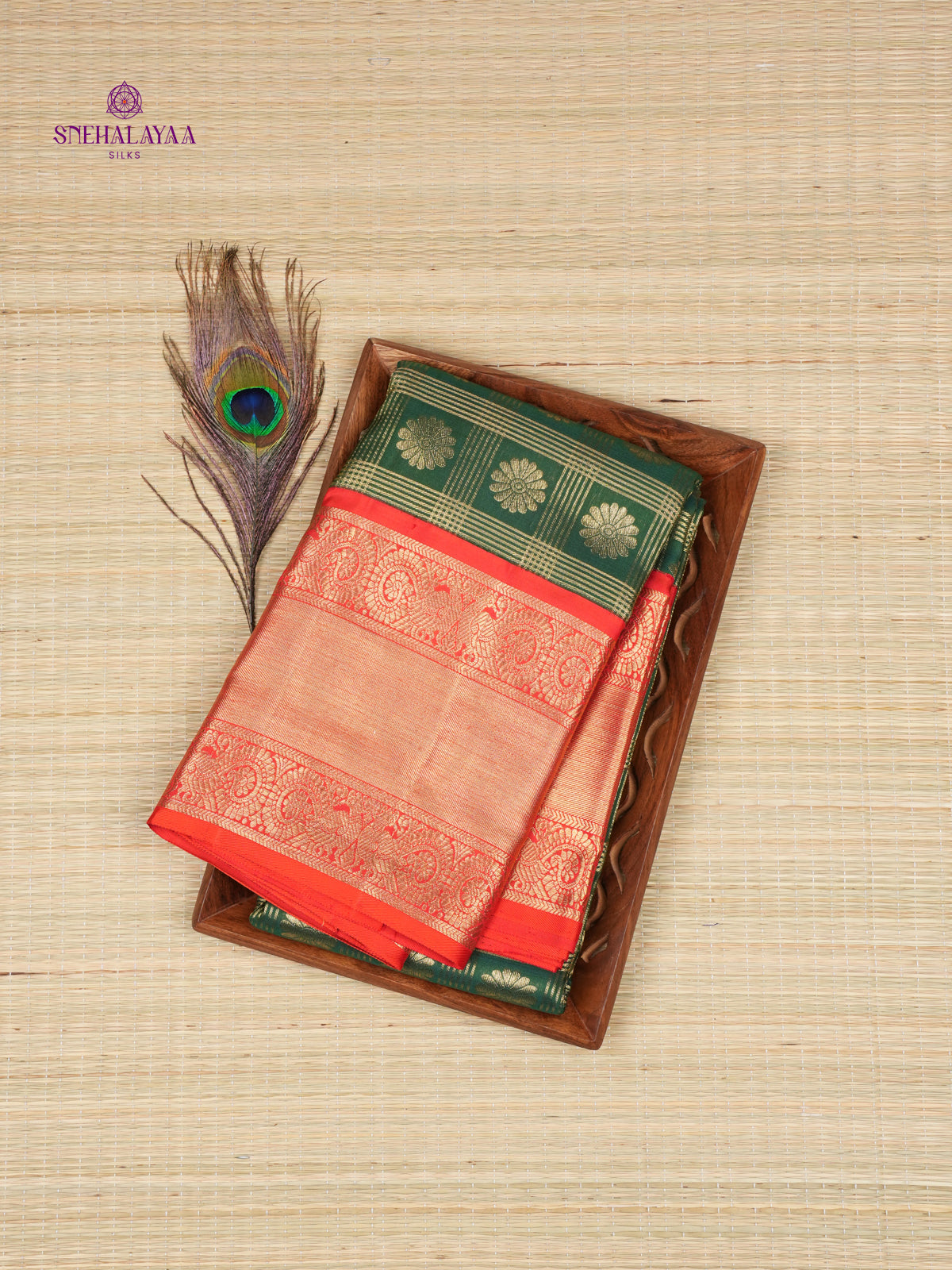 Pine Green Kancheevaram Silk Saree