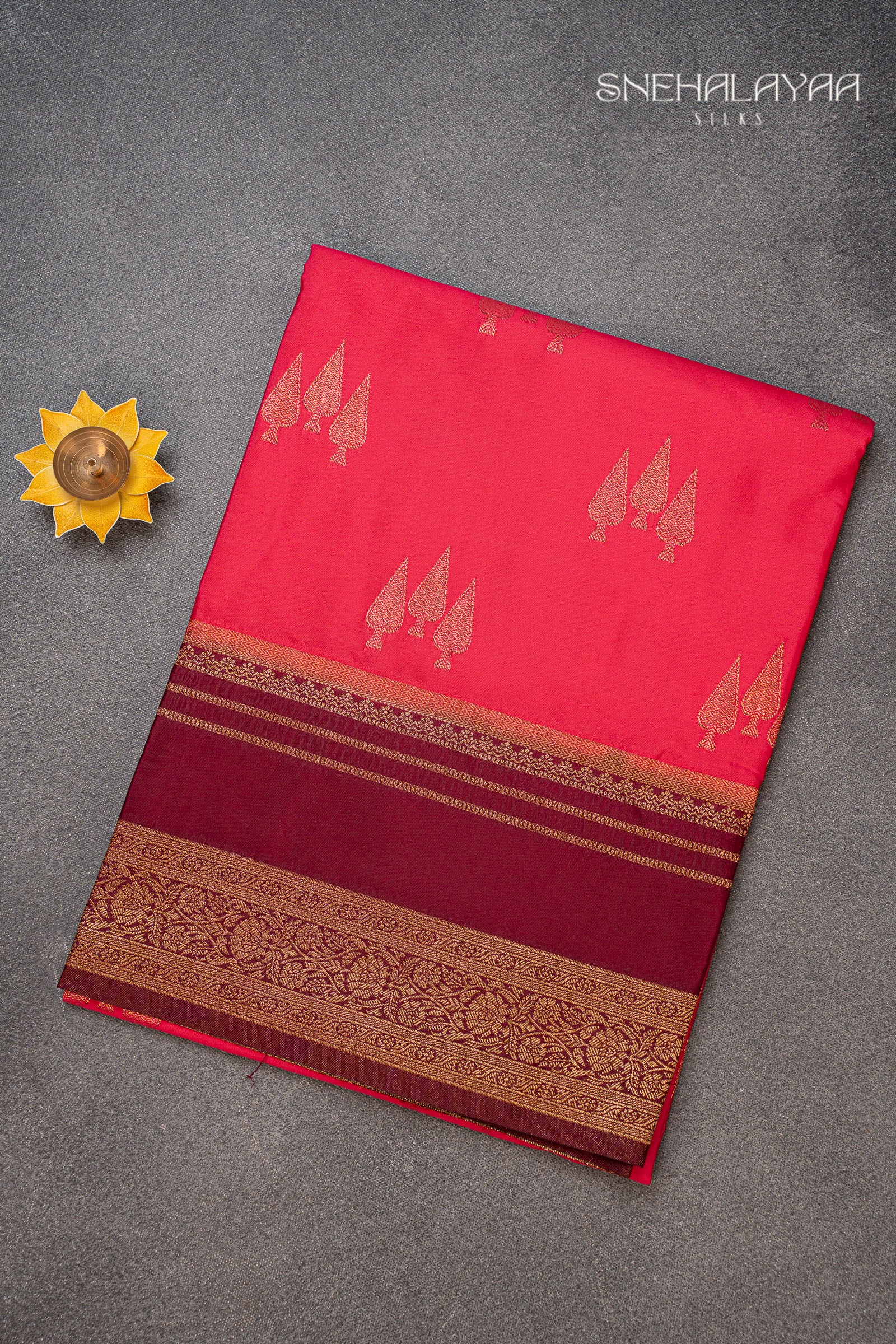 Hot Pink Semi Mysore Silk Saree