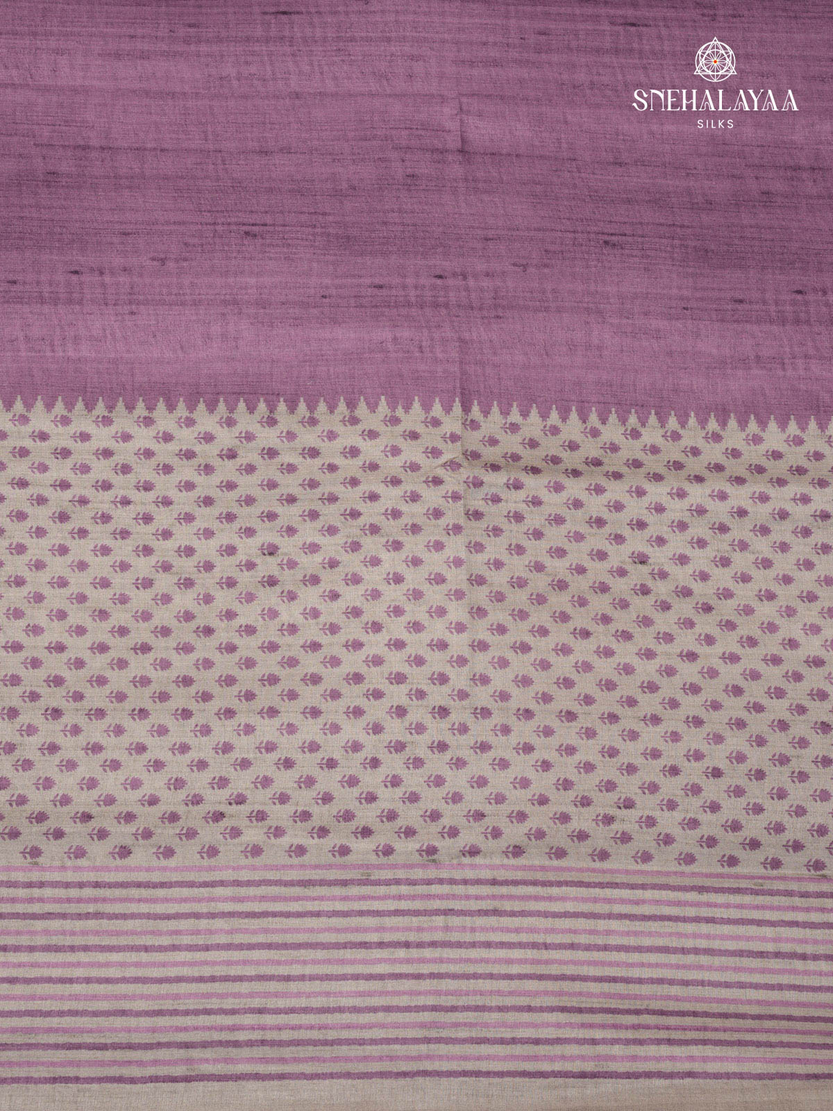 Purple Printed Tussar Saree