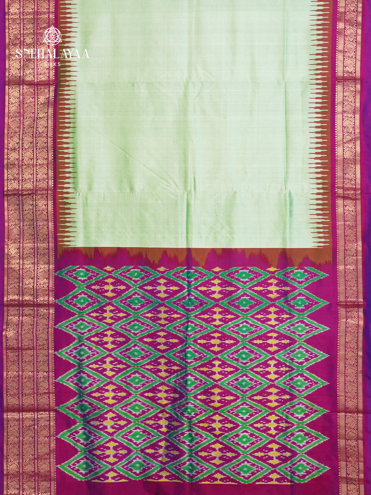 Pale Green Ikat Saree