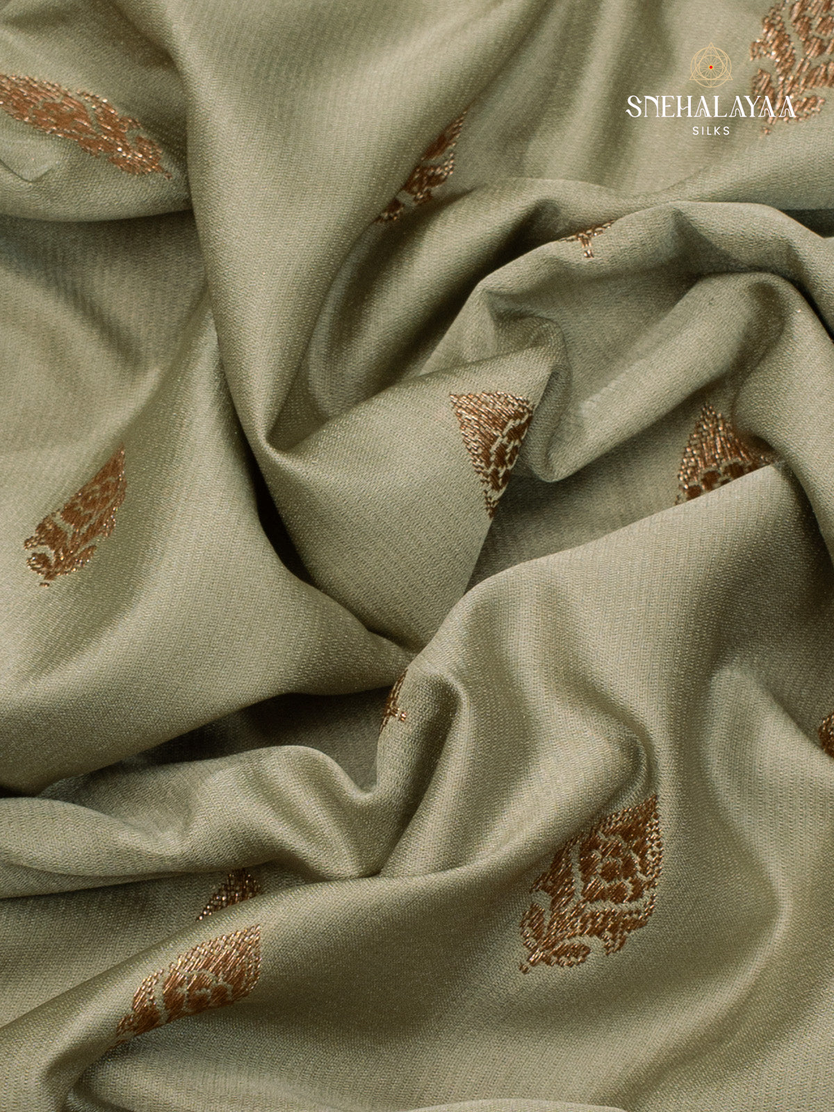 Sage Green Satin Banaras Saree