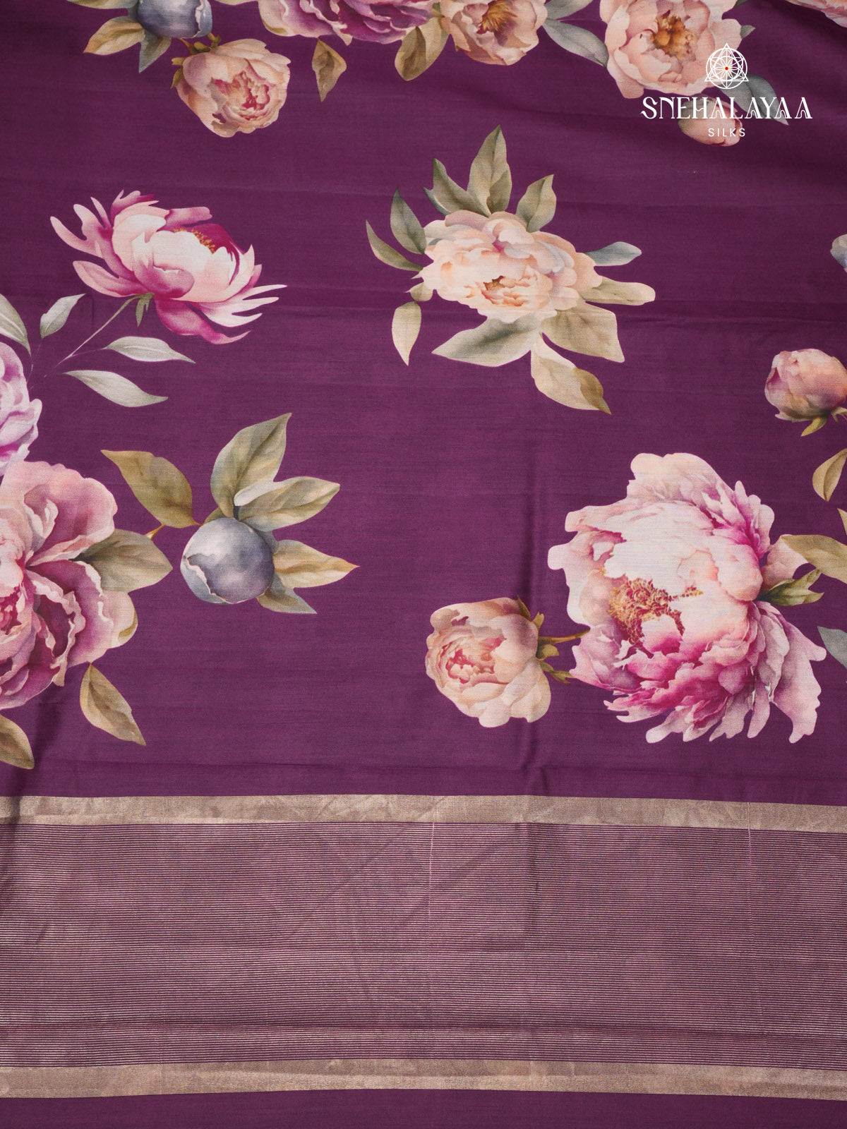 Purple Chiniya Silk Saree