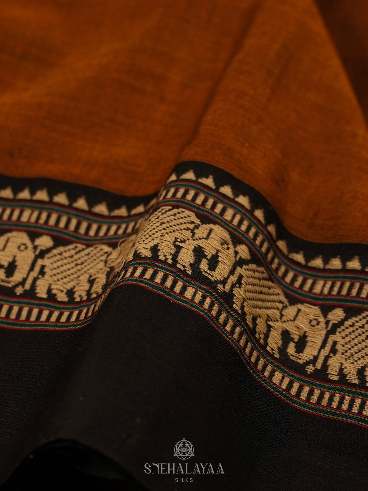 Brown Narayanpet Cotton Saree without Blouse