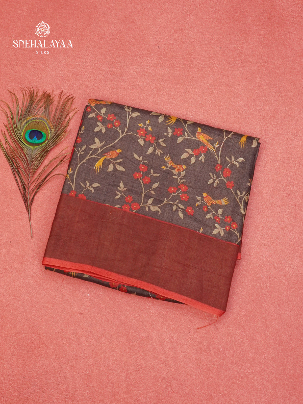 Brown Tussar Saree