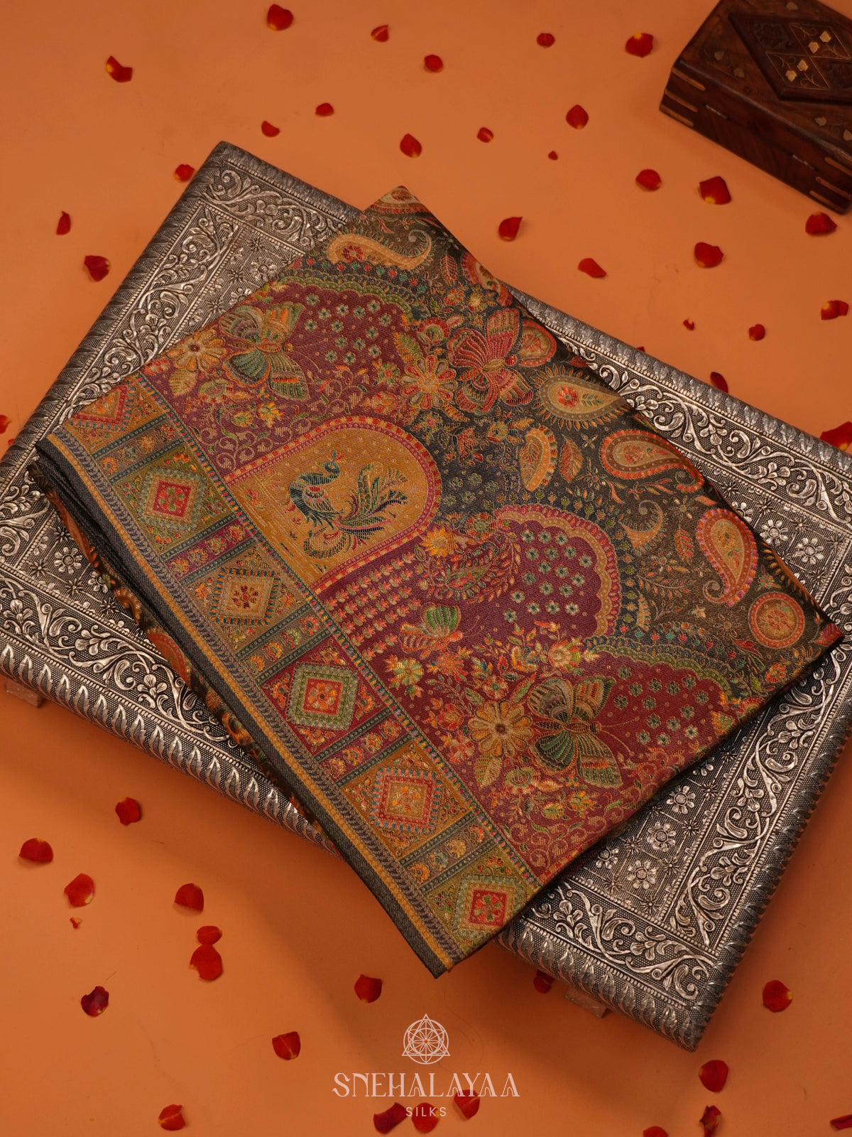 Olive Green Banaras Silk Saree