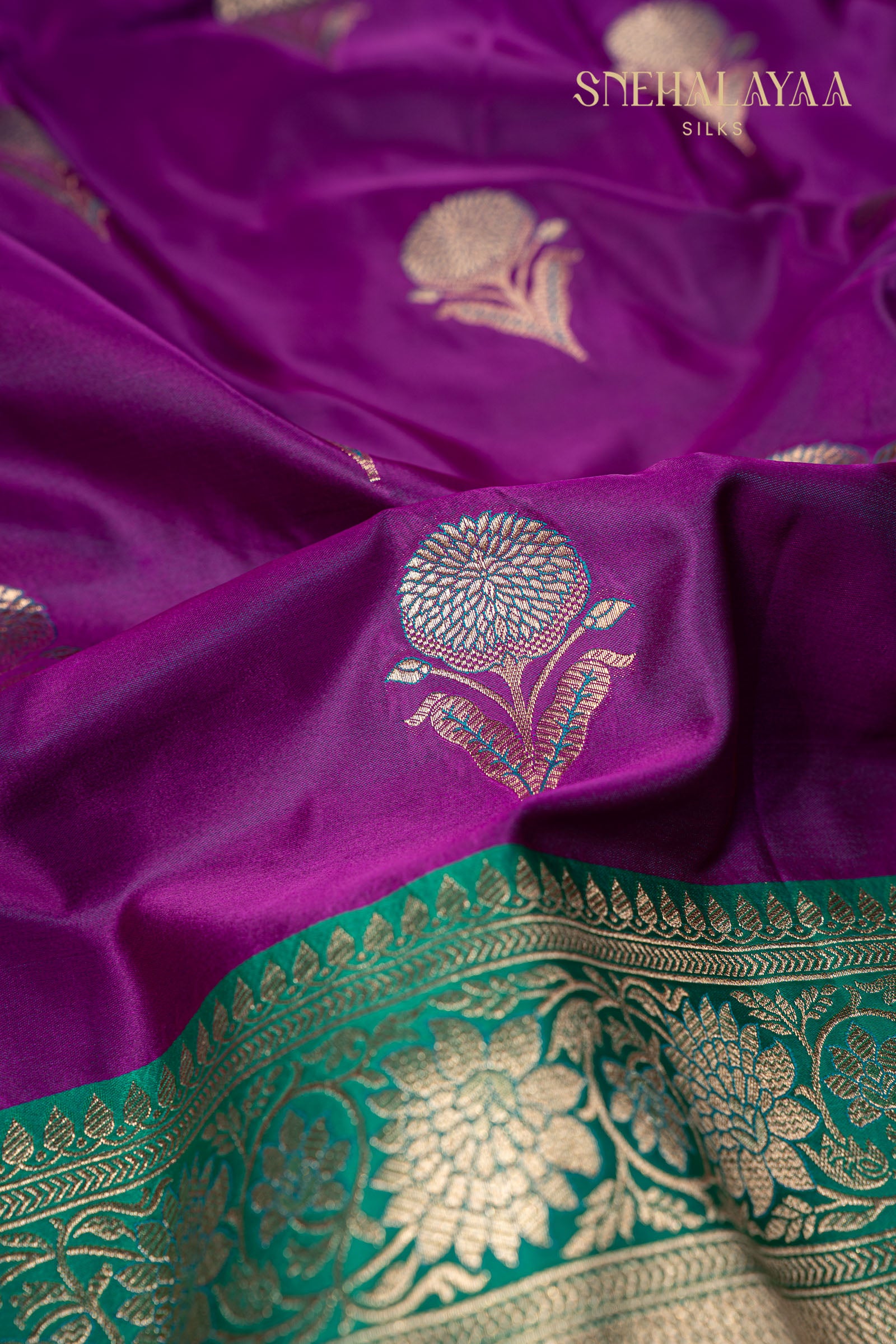 Violet Banaras Silk Saree