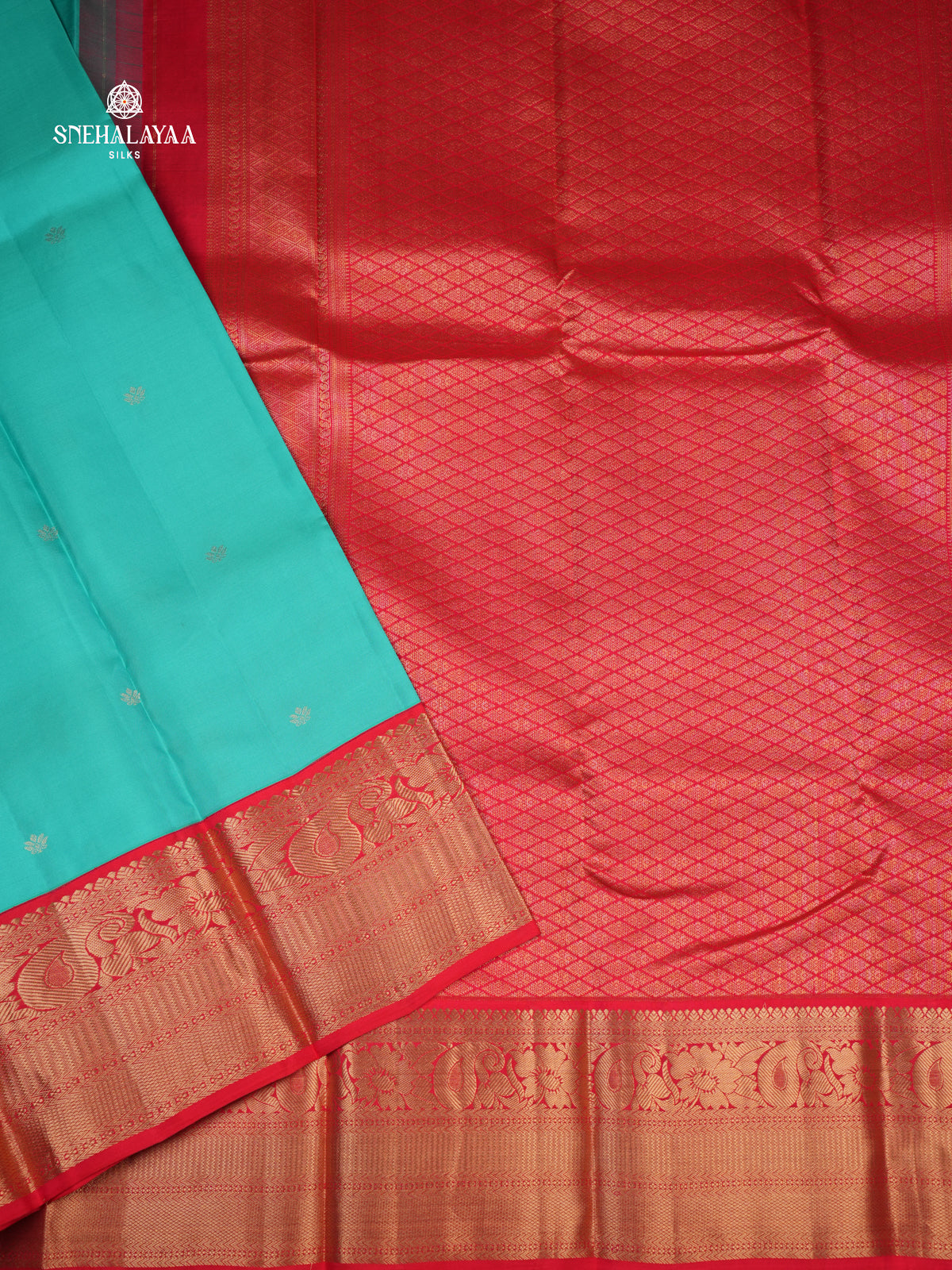 Teal Blue Kanjivaram Silk Saree