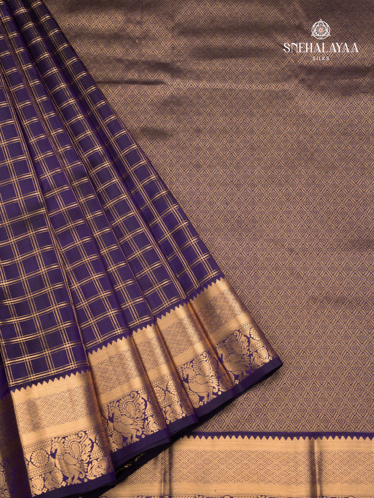 Navy Blue Kanjivaram Silk Saree