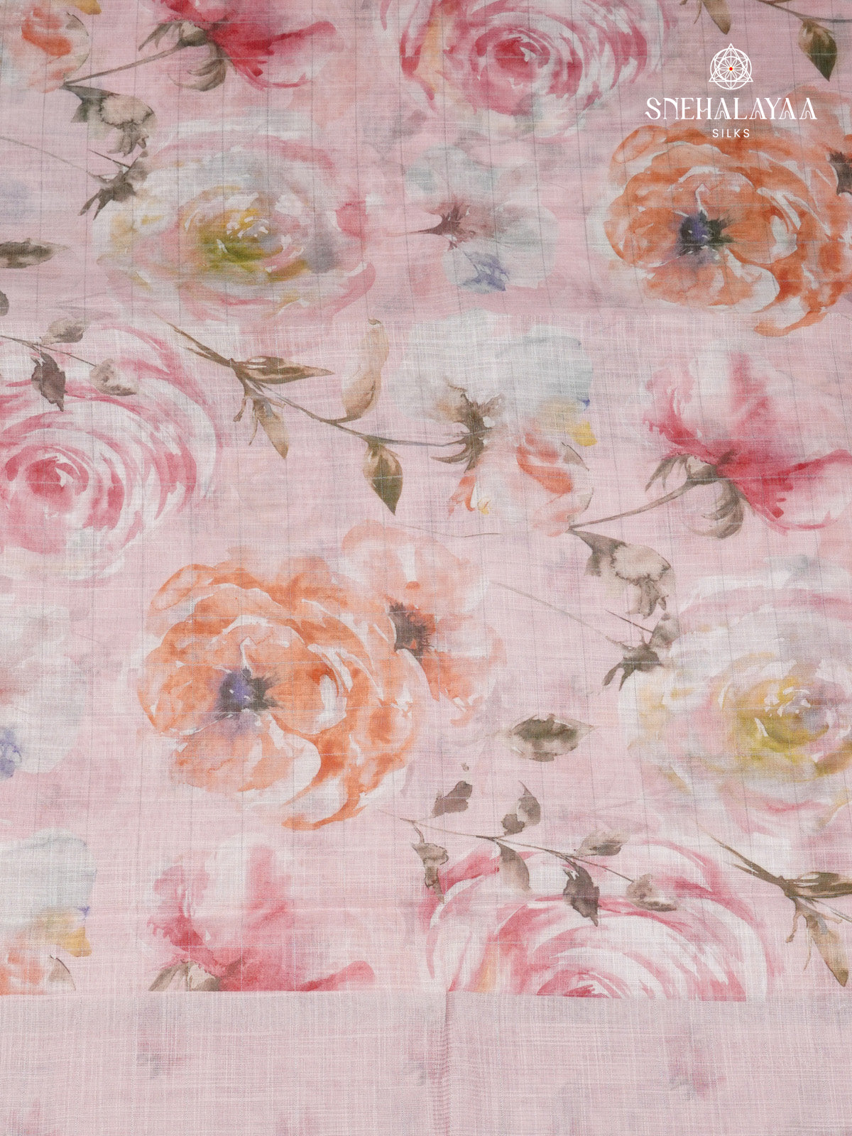 Pastel Mauve Printed Linen Saree