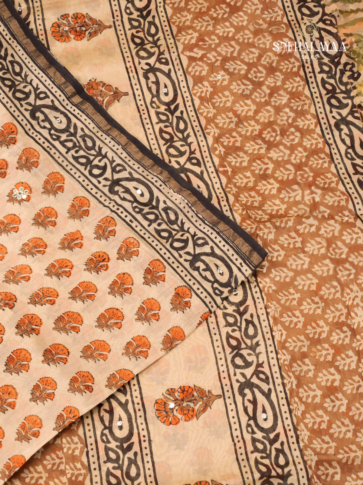 Beige Chanderi Saree