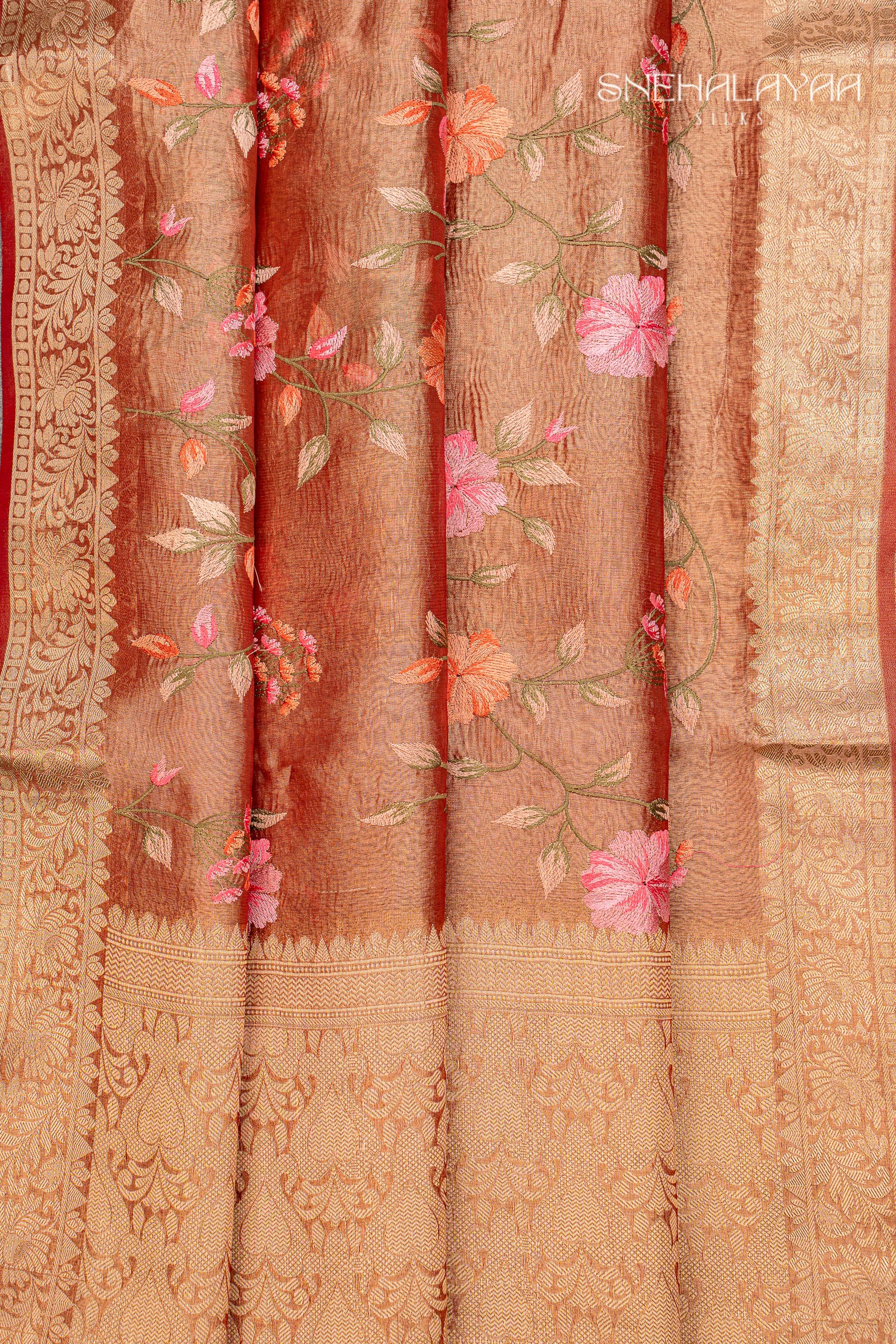 Blush Red Crush Tissue Saree