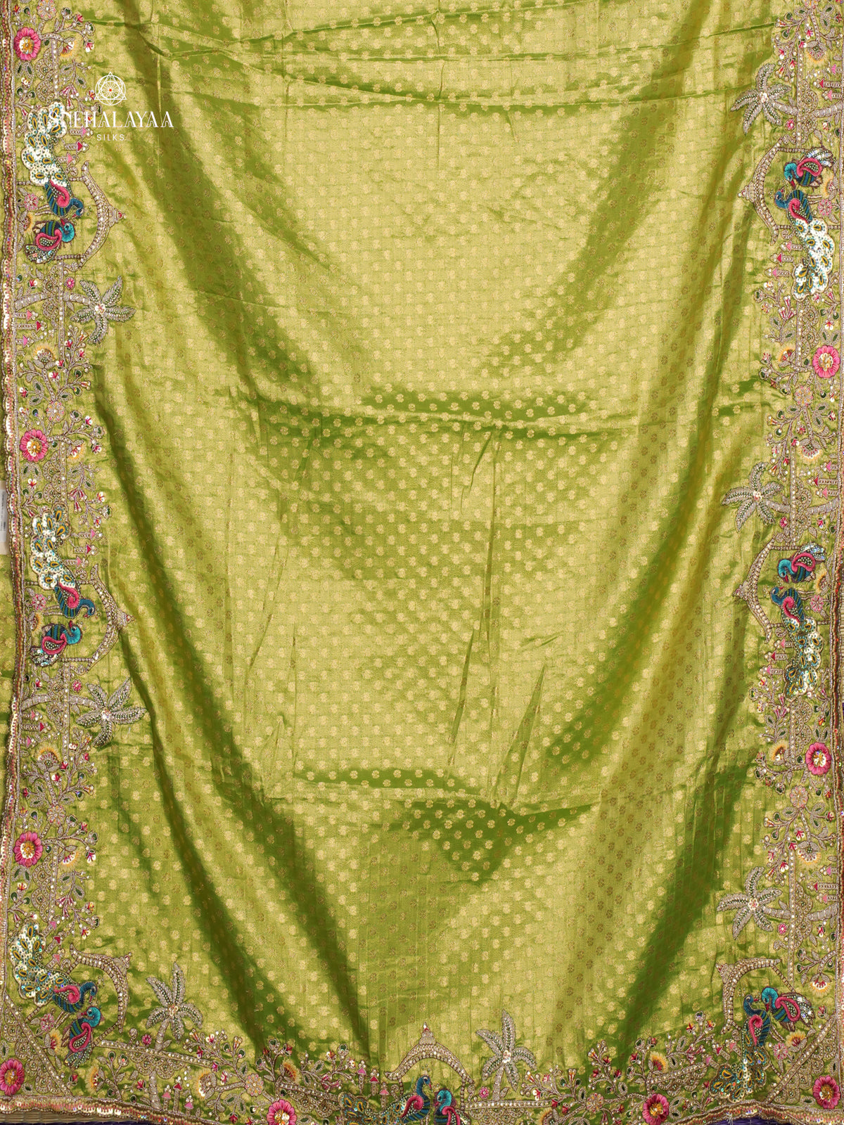 Lime Green Designer Saree