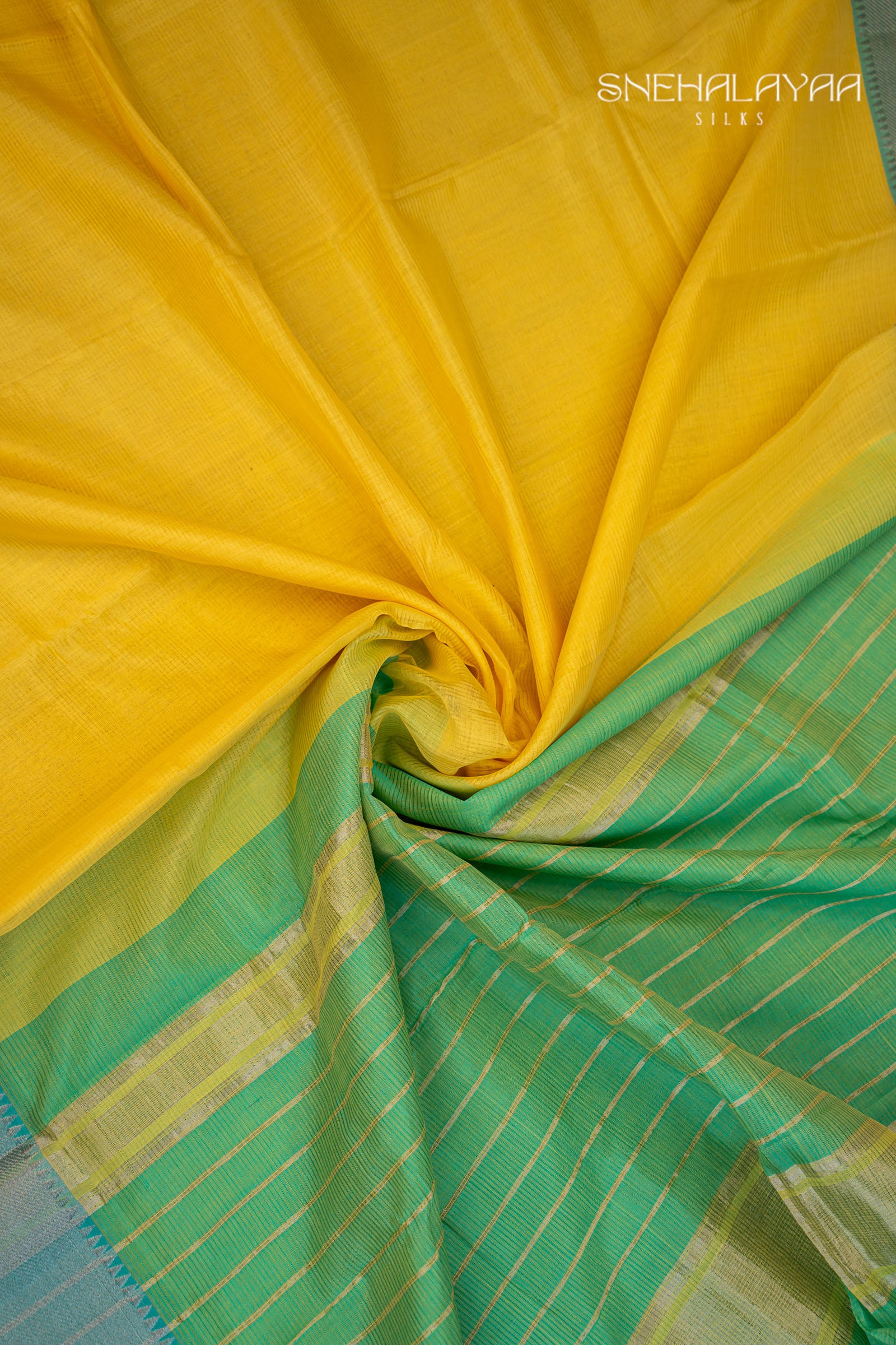 Yellow Mangalgiri Silk Saree
