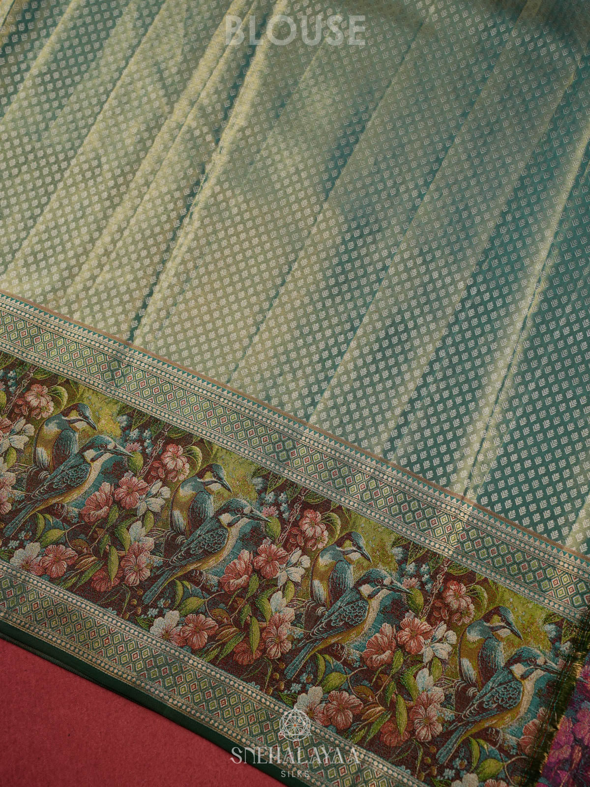 Lime Green Kanjivaram Silk Saree