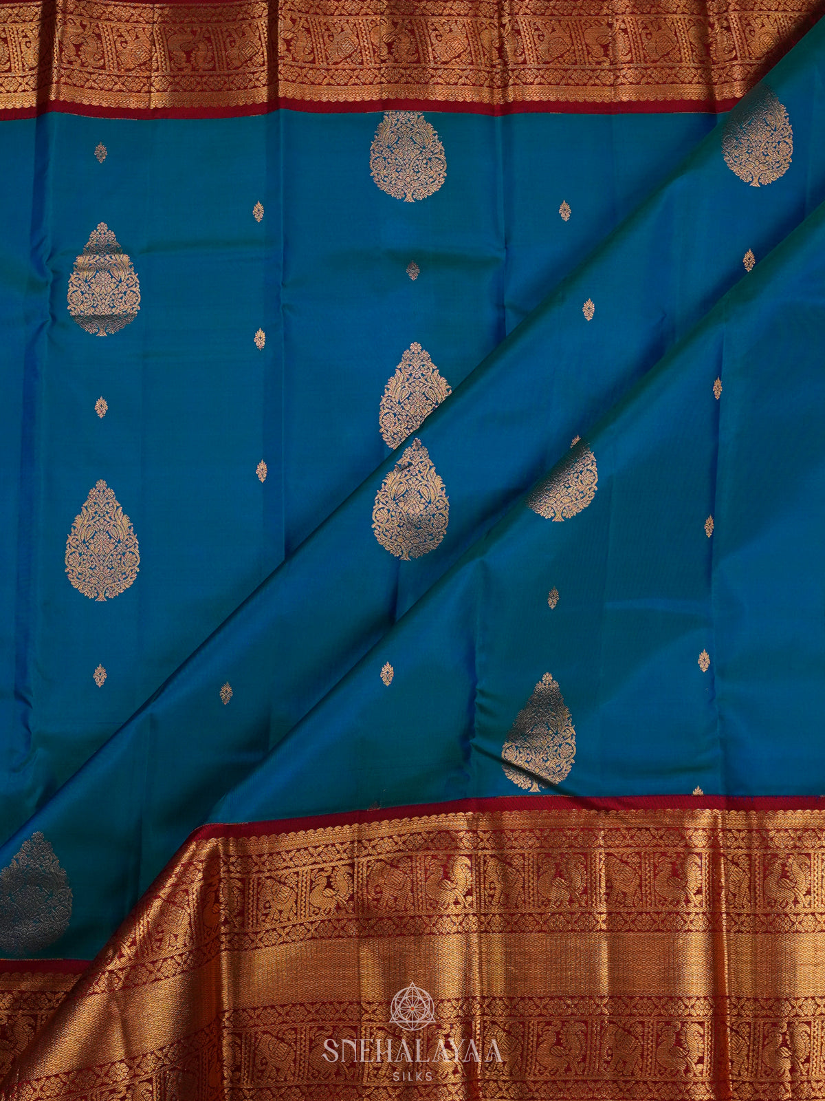 Peacock Blue Kanjivaram Silk Saree