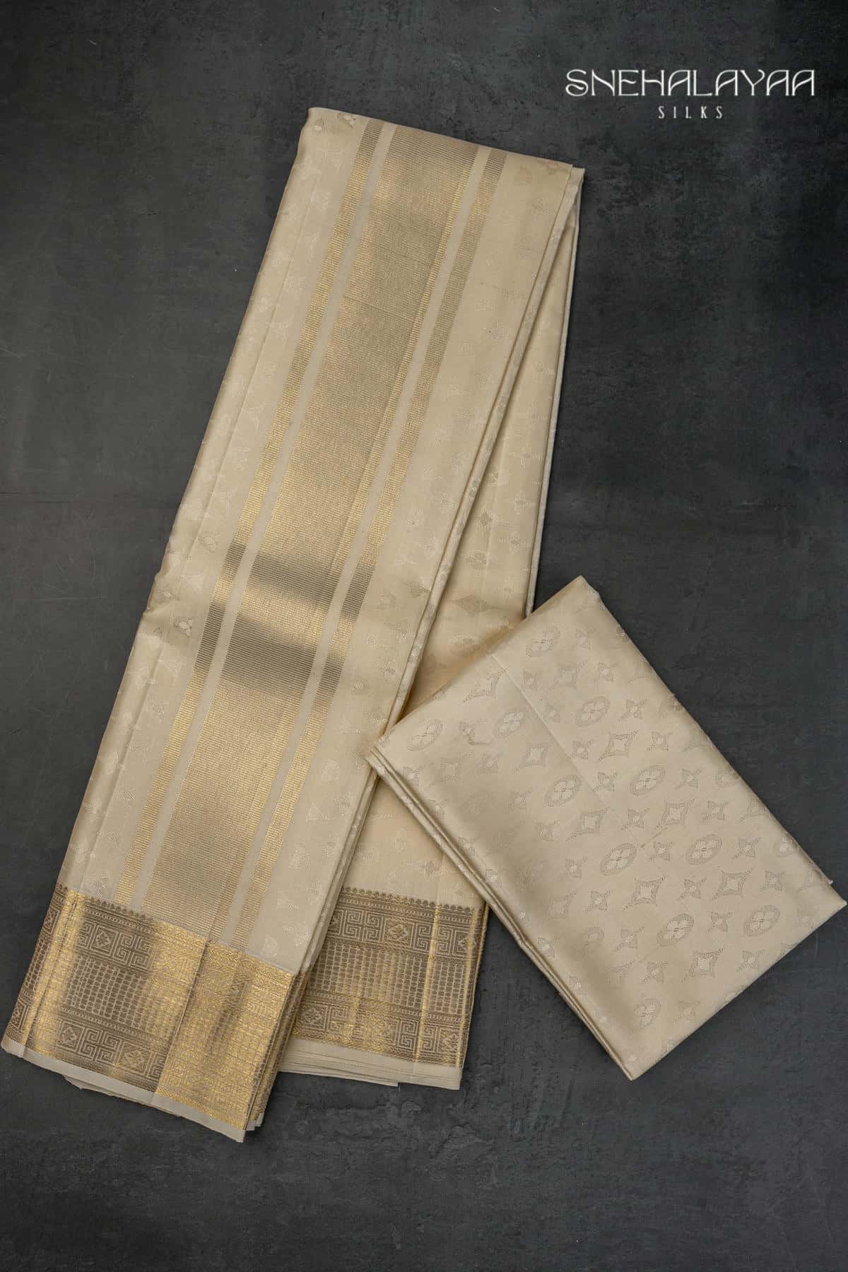 Cream Silk Dhoti Set