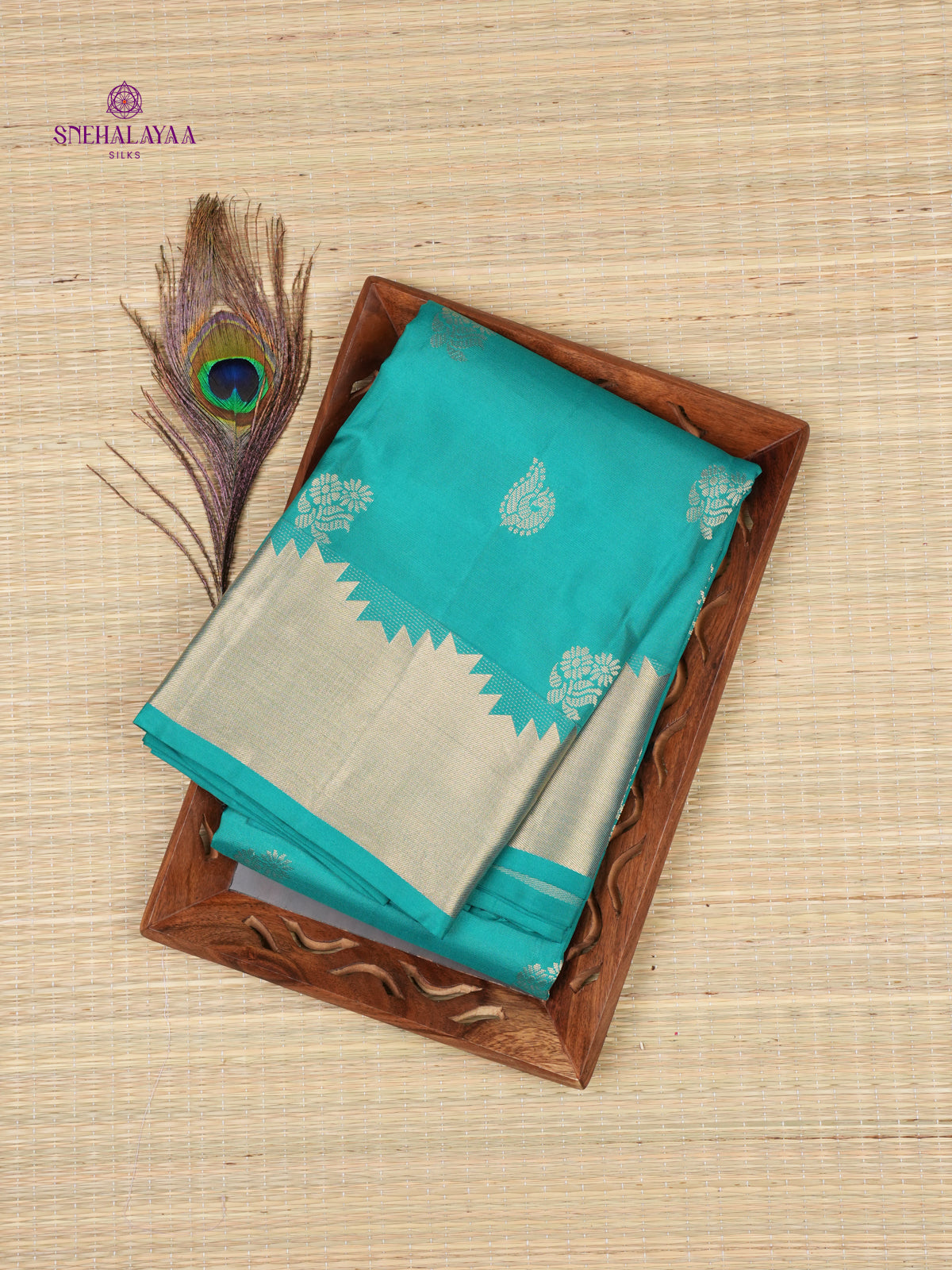 Peacock Blue Kanjivaram Silk Saree