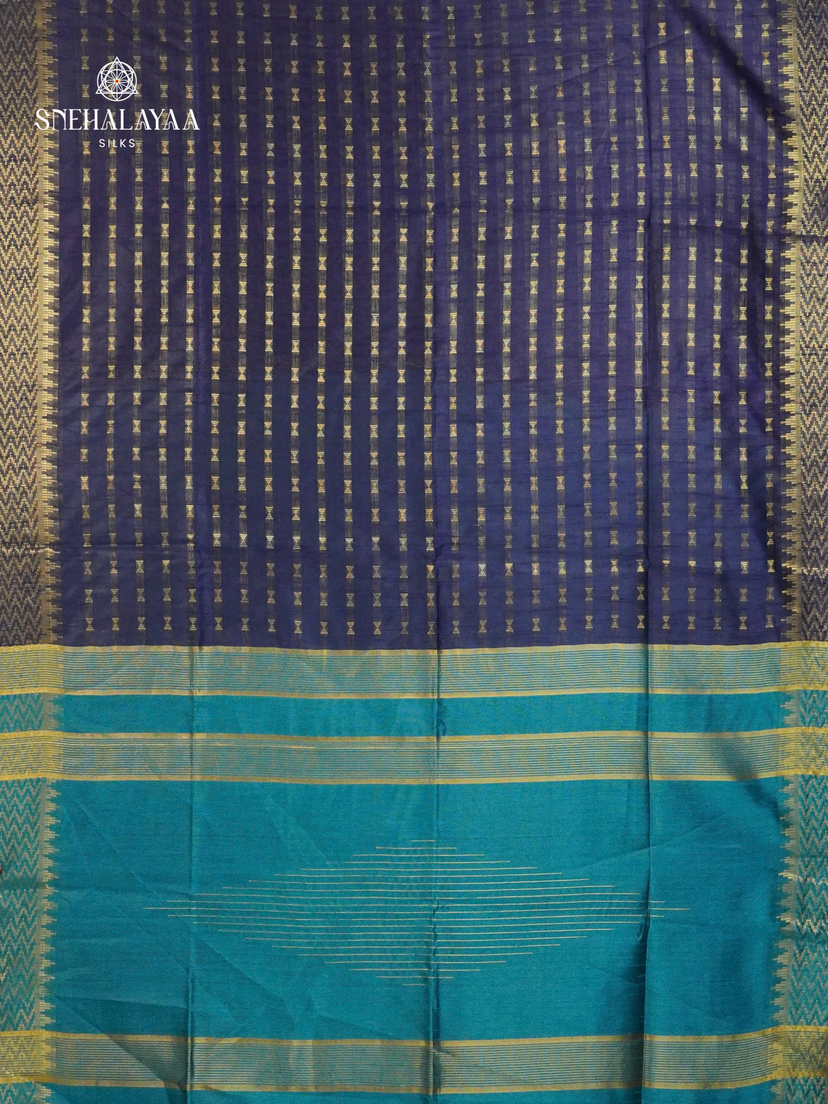 Navy Blue Bamboo Silk Saree