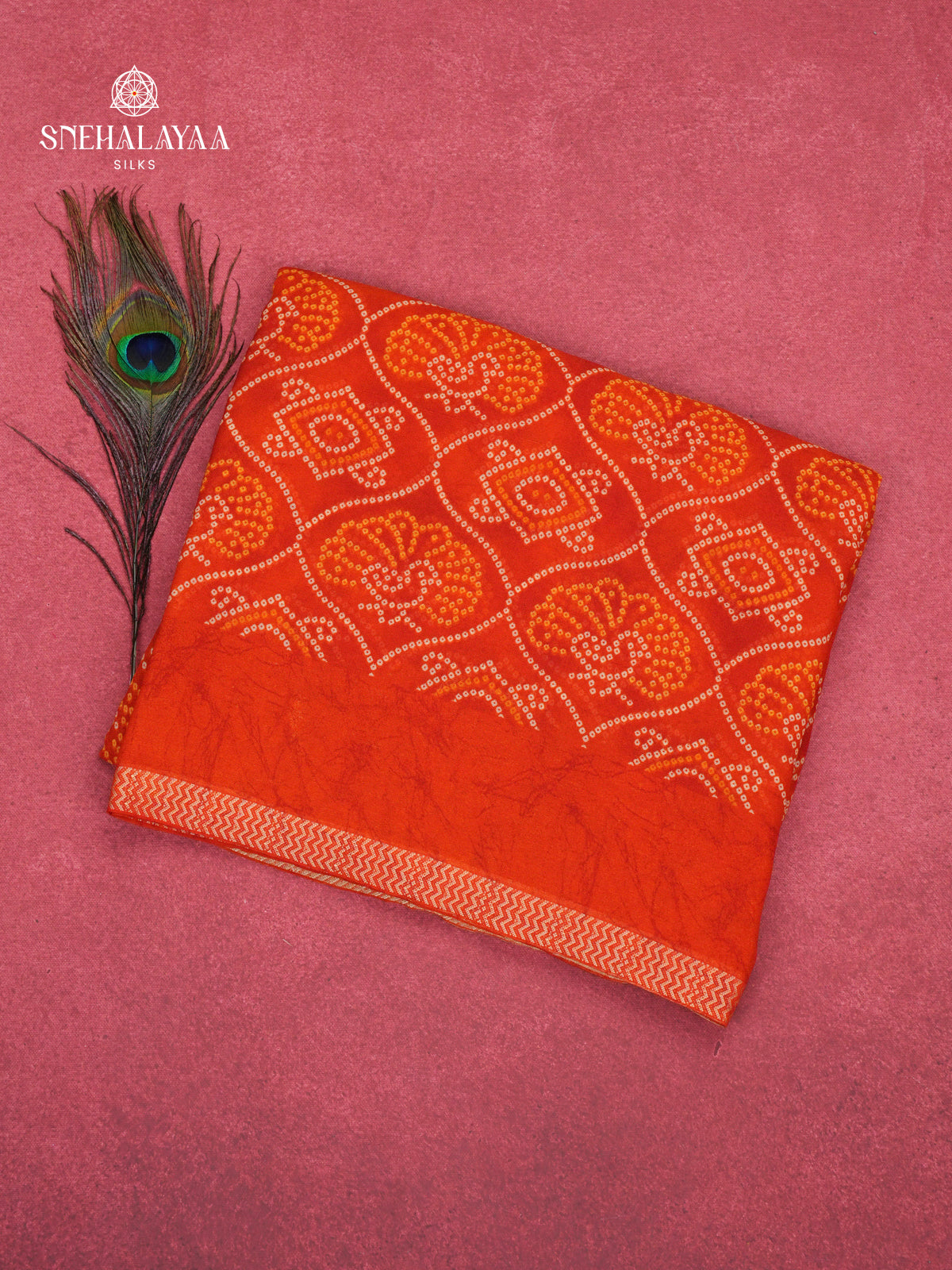 Rust Orange Chiffon Saree