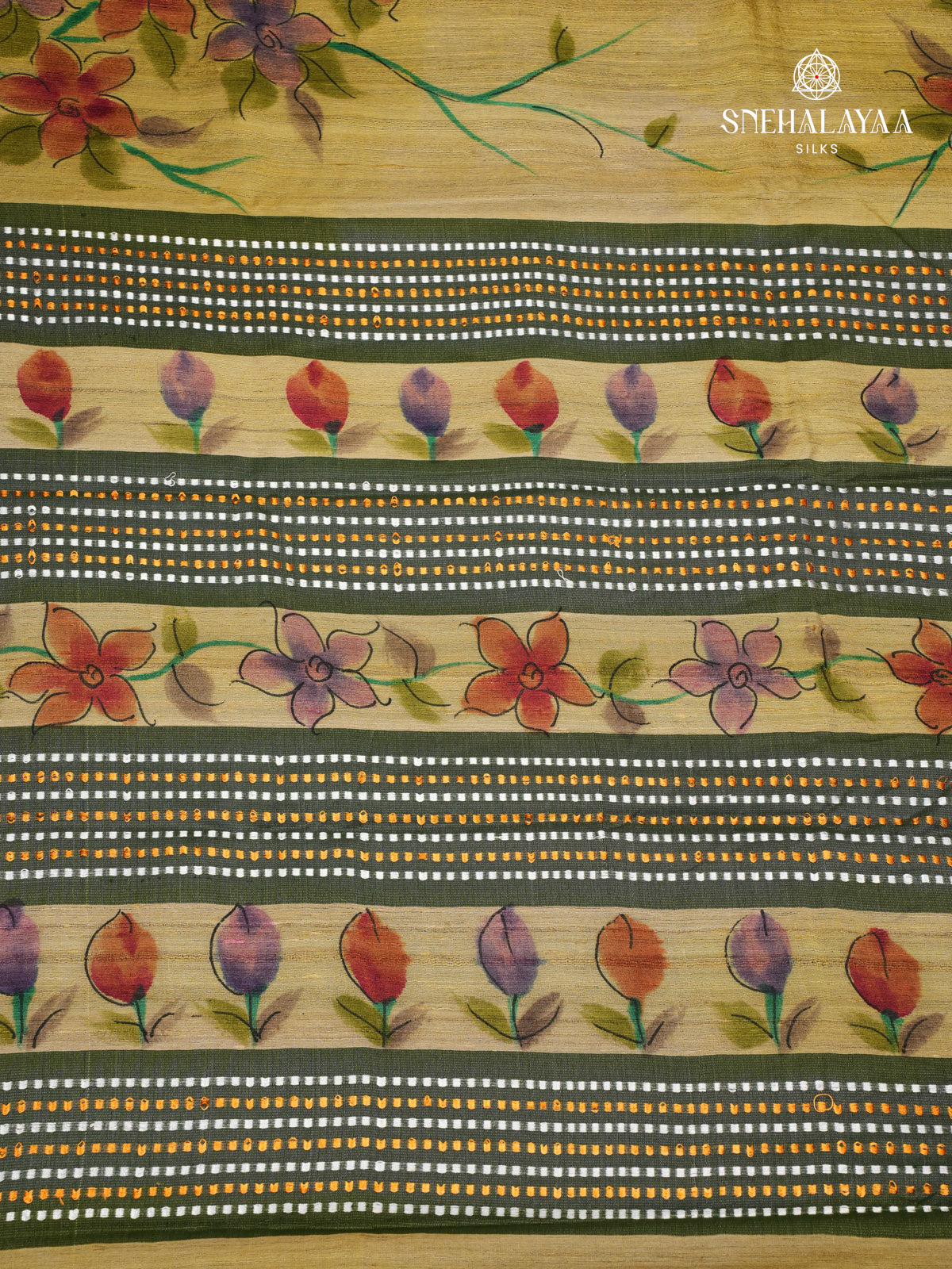 Mehendi Green Tussar Silk Saree